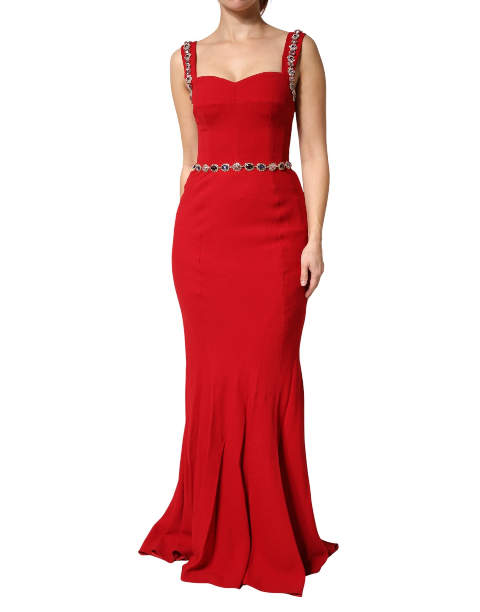 Dolce & Gabbana Red Embellished Cady Mermaid Gown