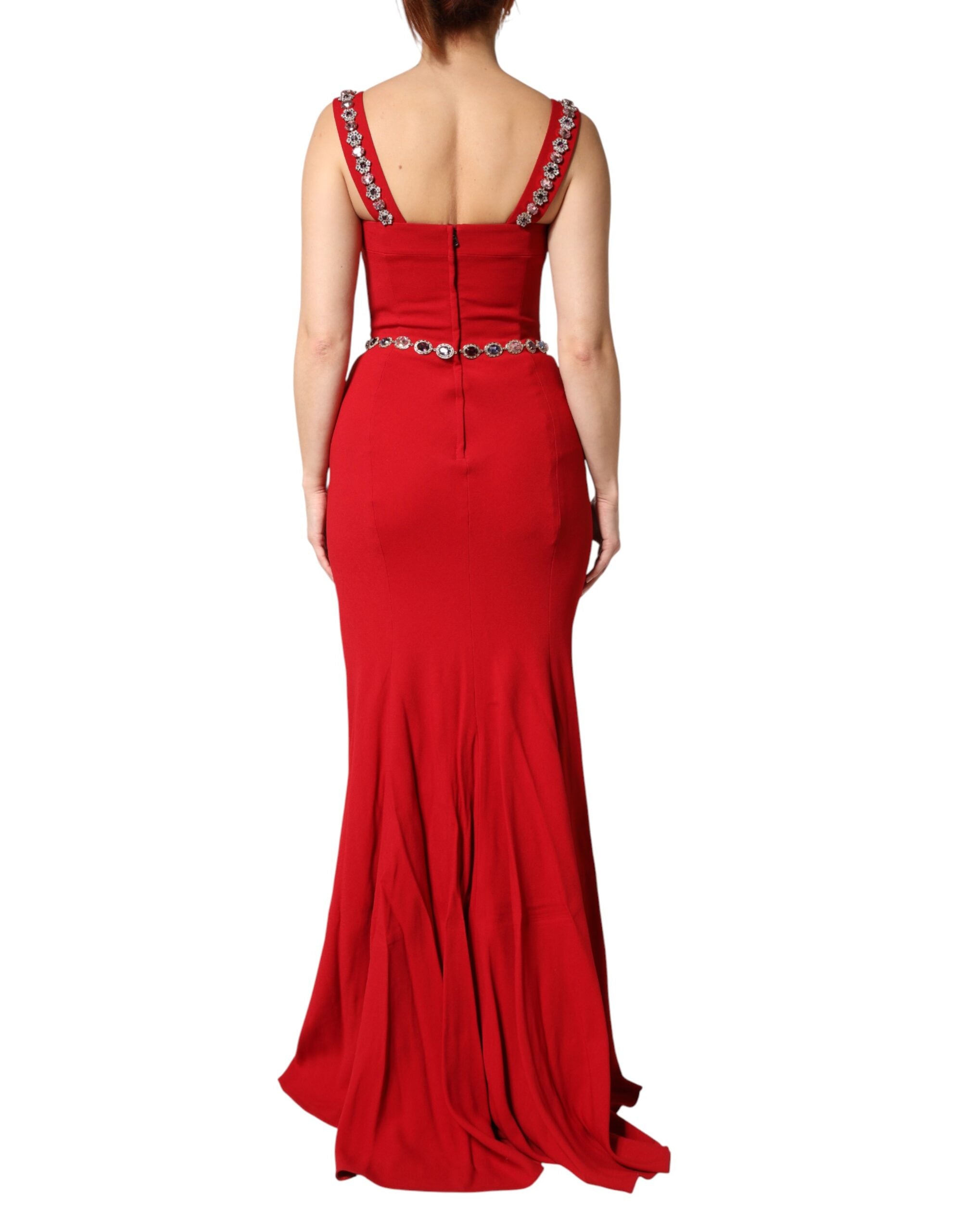 Dolce & Gabbana Red Embellished Cady Mermaid Gown-4