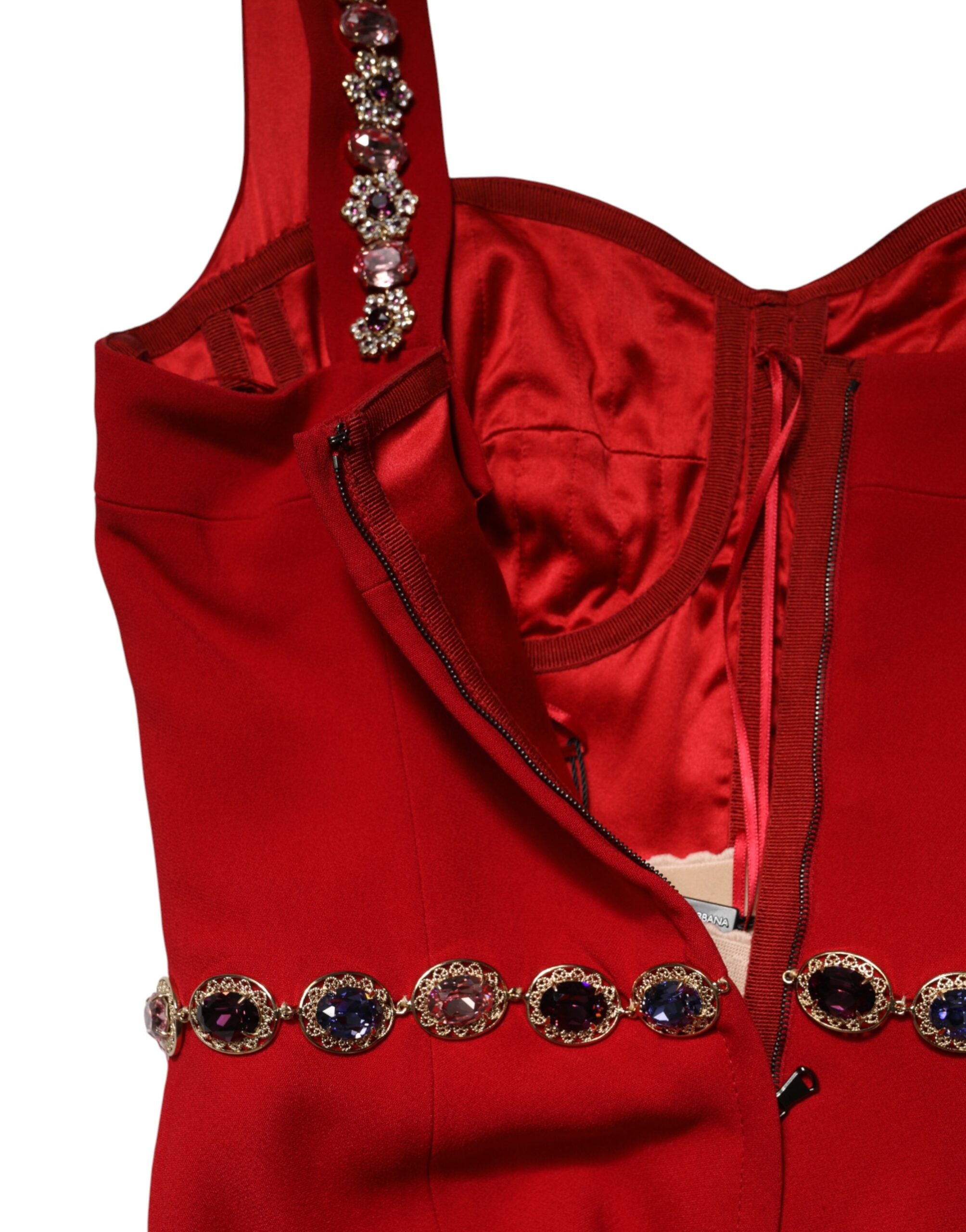Dolce & Gabbana Red Embellished Cady Mermaid Gown-8