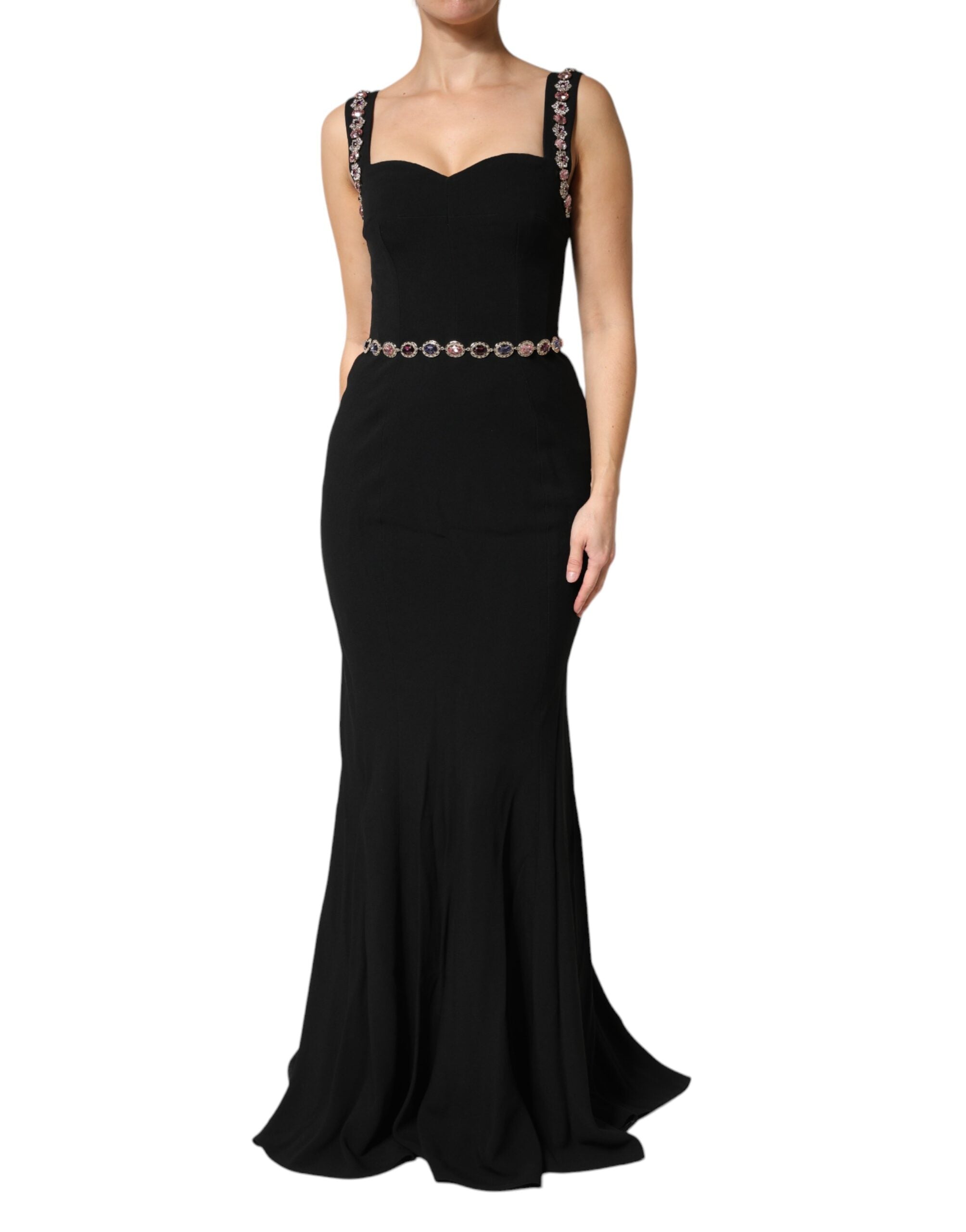 Dolce & Gabbana Black Embellished Sheath Mermaid Evening Dress-2