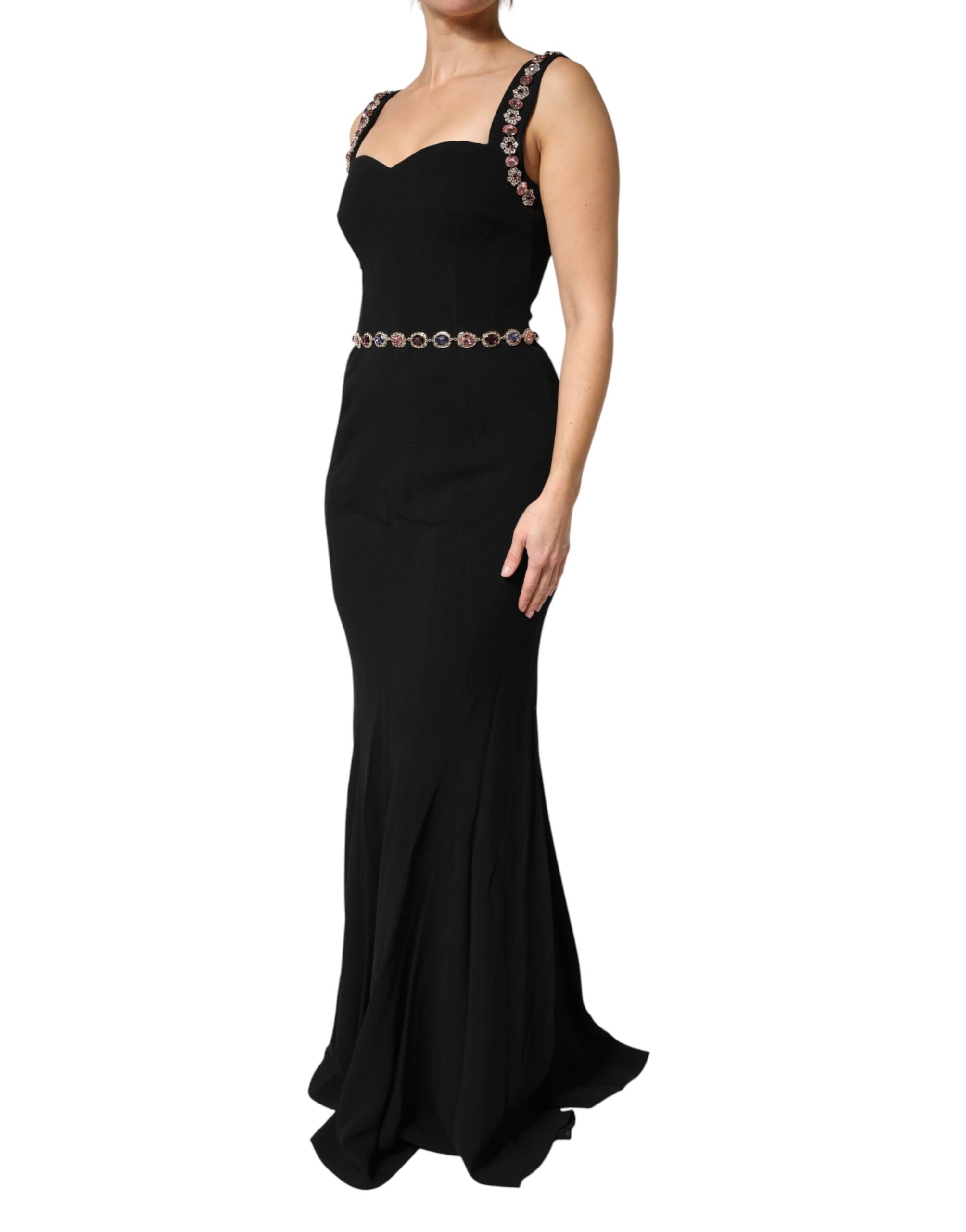 Dolce & Gabbana Black Embellished Sheath Mermaid Evening Dress-3
