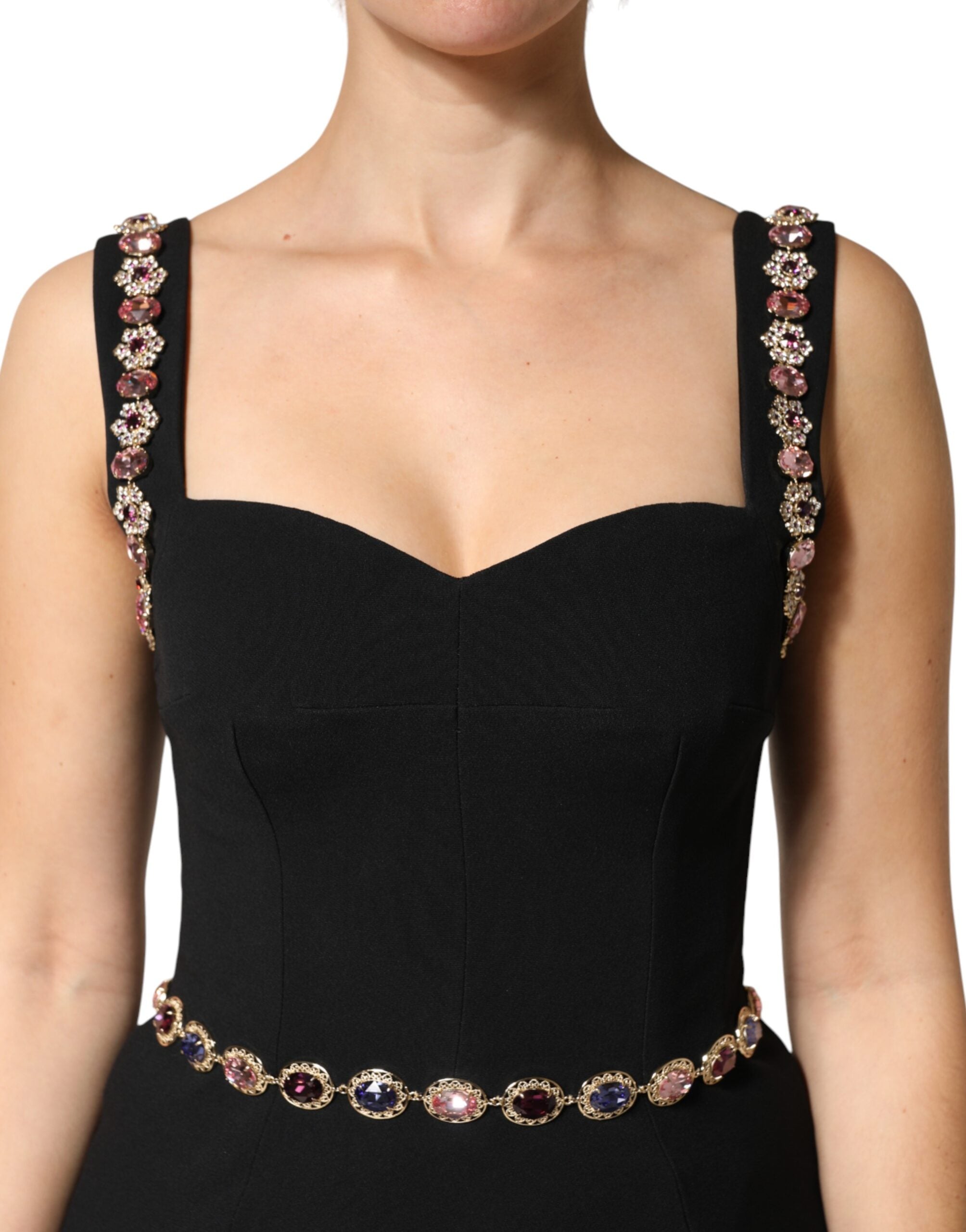 Dolce & Gabbana Black Embellished Sheath Mermaid Evening Dress-5