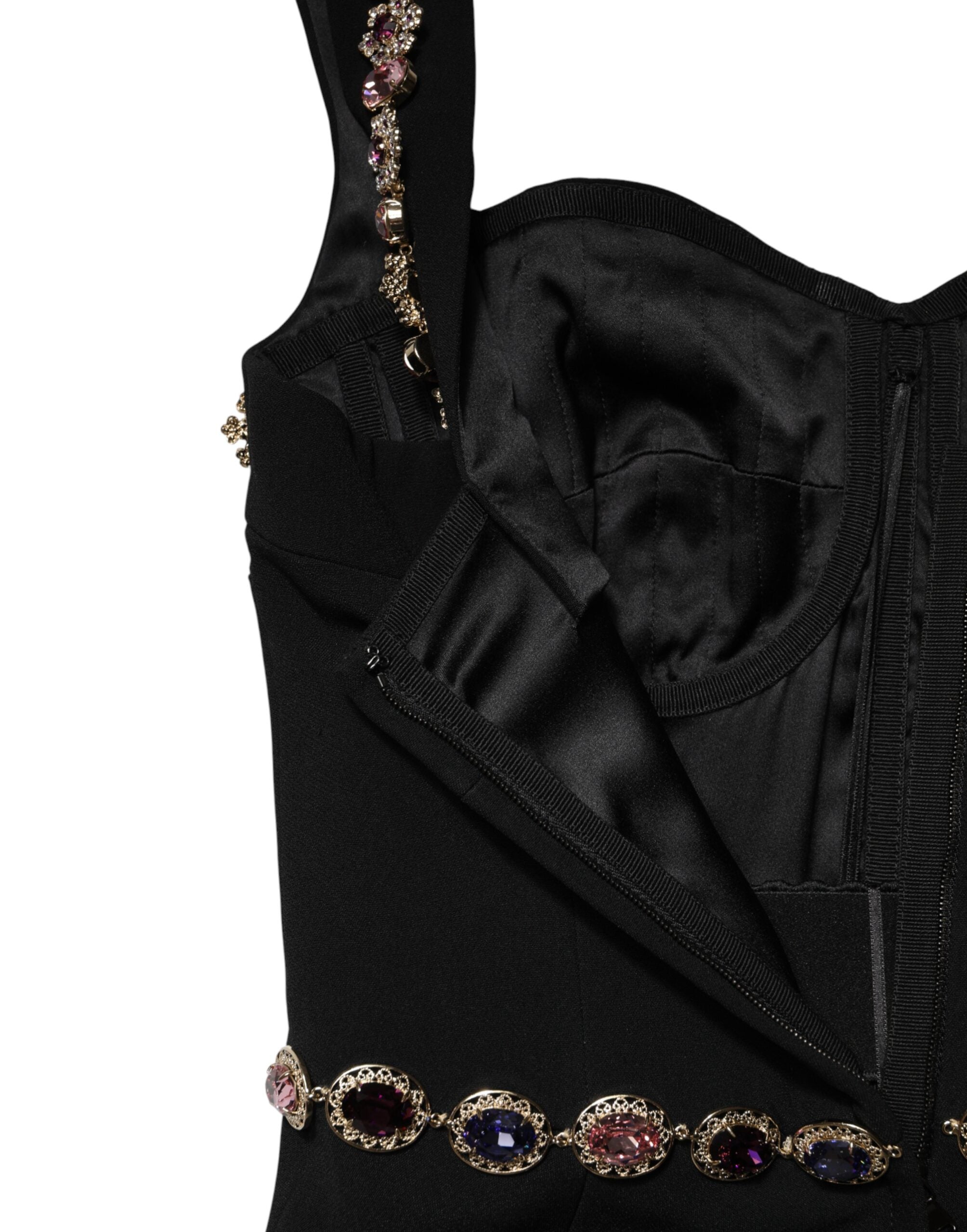 Dolce & Gabbana Black Embellished Sheath Mermaid Evening Dress-8