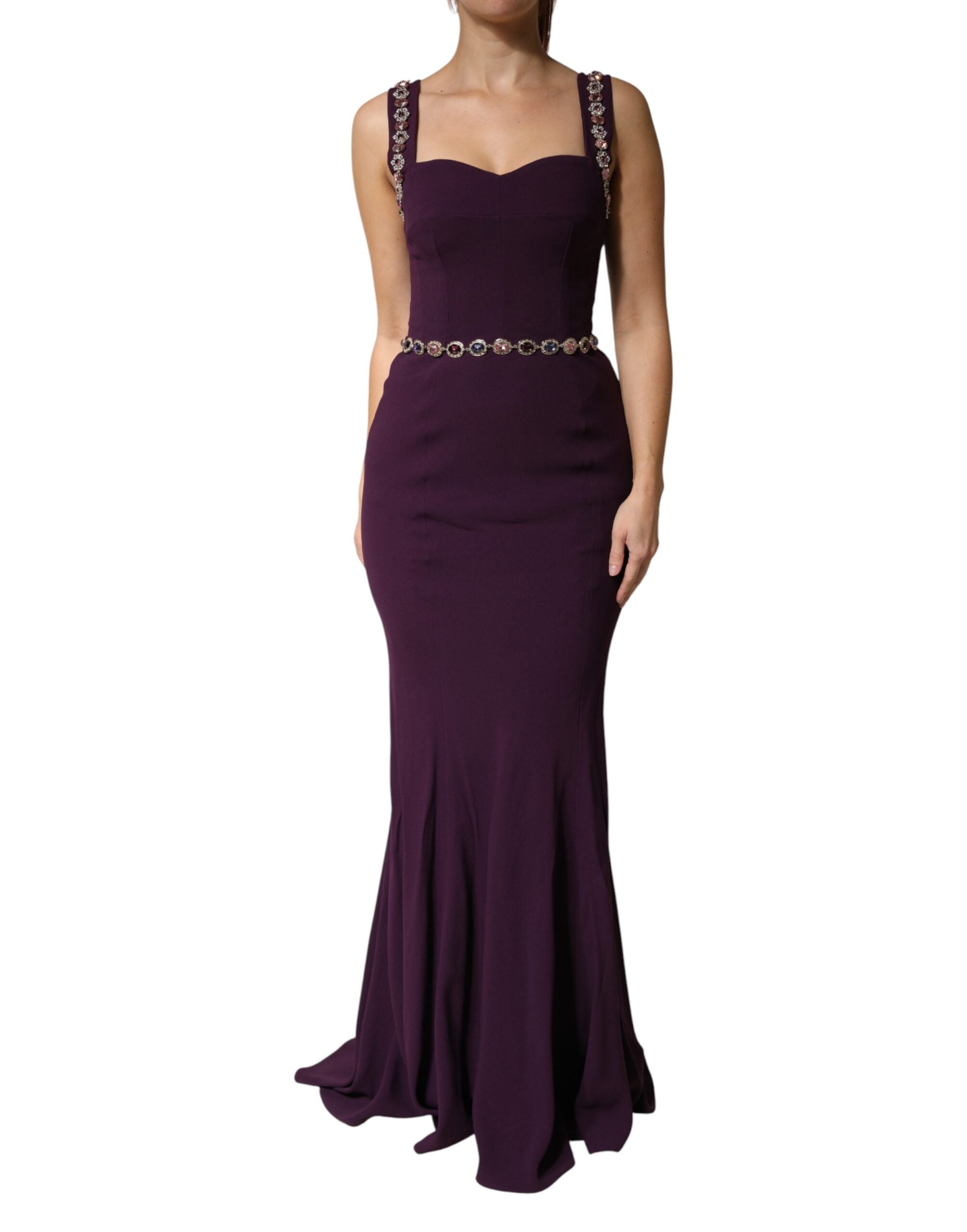 Dolce & Gabbana Violet Embellished Sheath Mermaid Gown Dress-2
