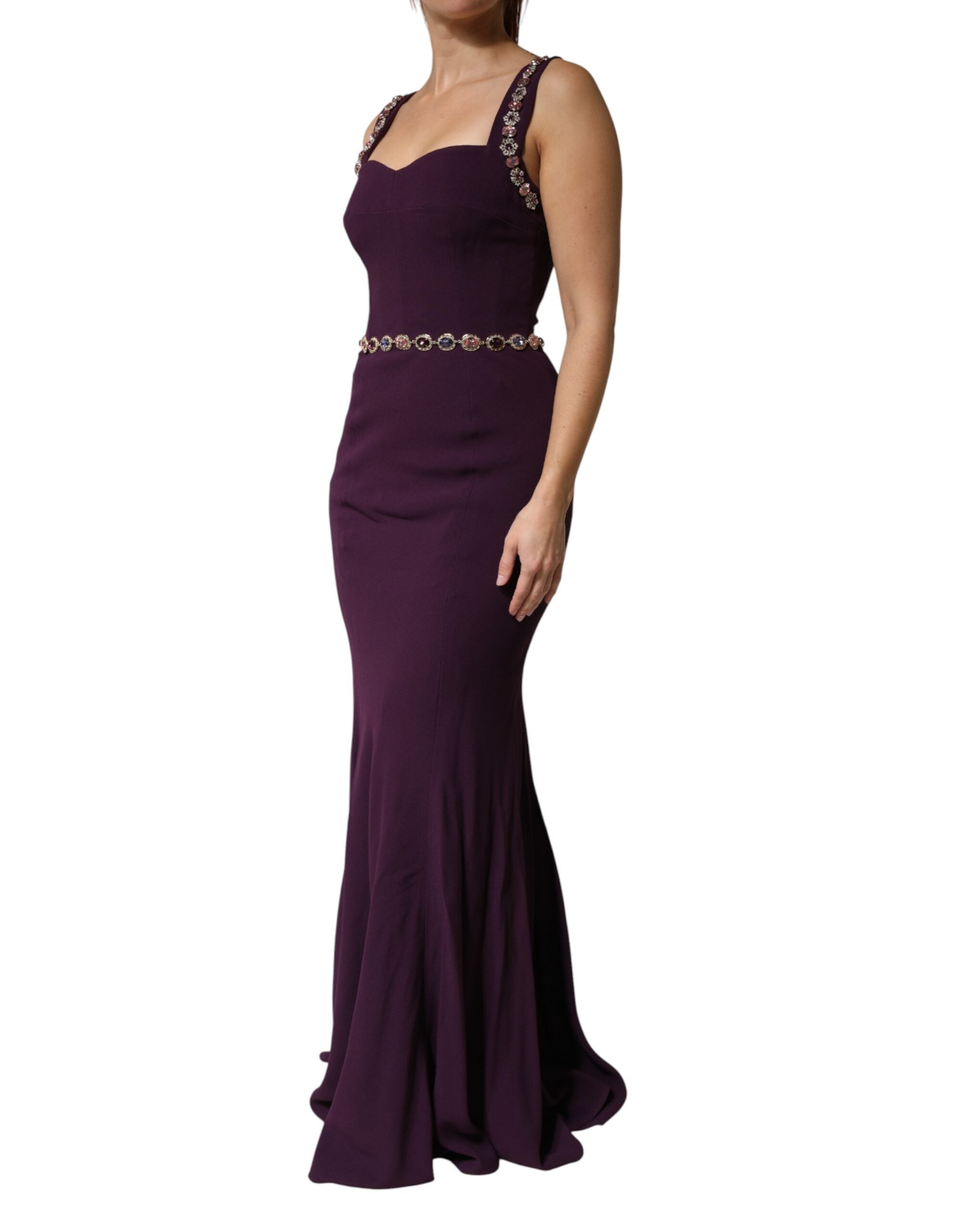 Dolce & Gabbana Violet Embellished Sheath Mermaid Gown Dress-3