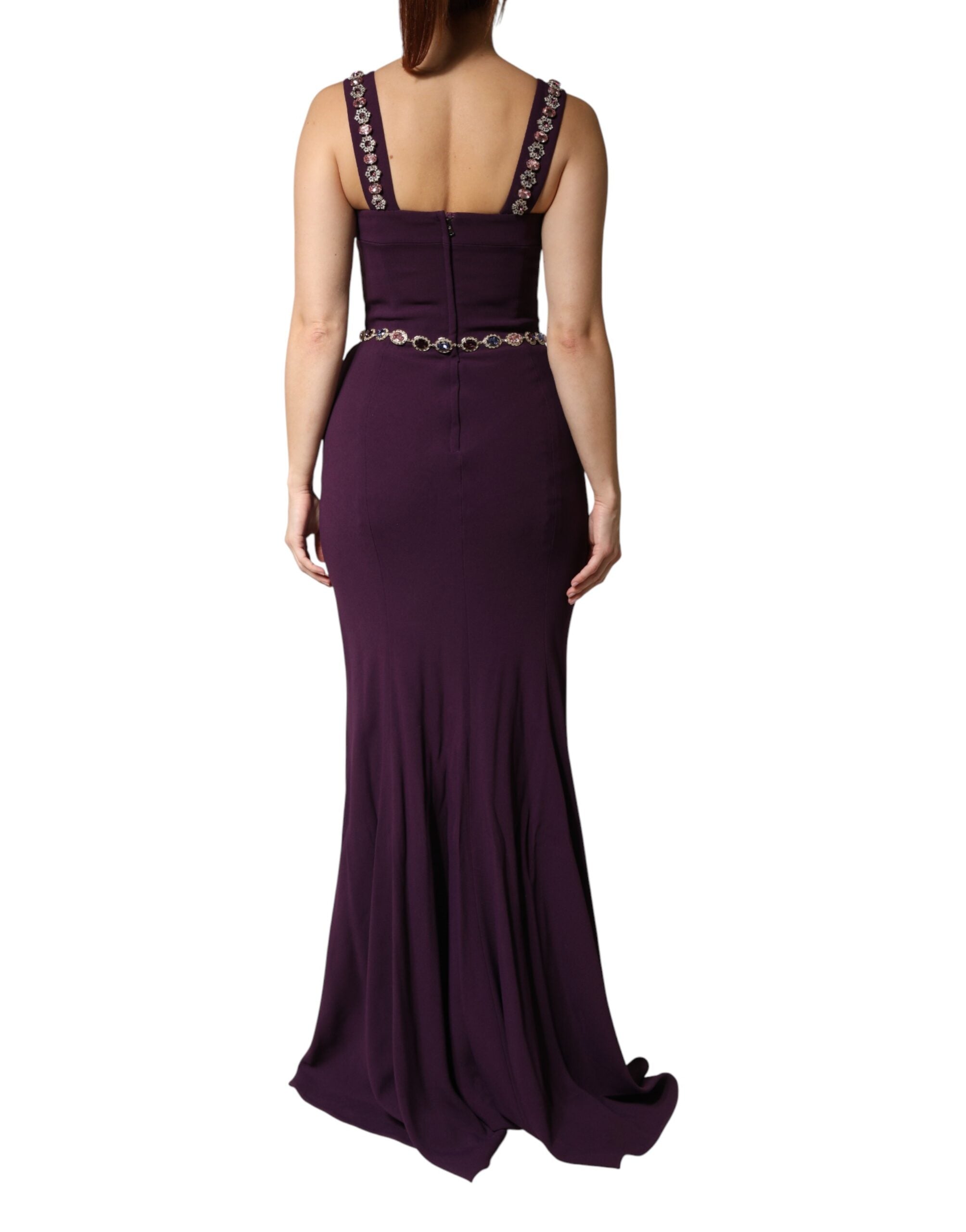 Dolce & Gabbana Violet Embellished Sheath Mermaid Gown Dress-4