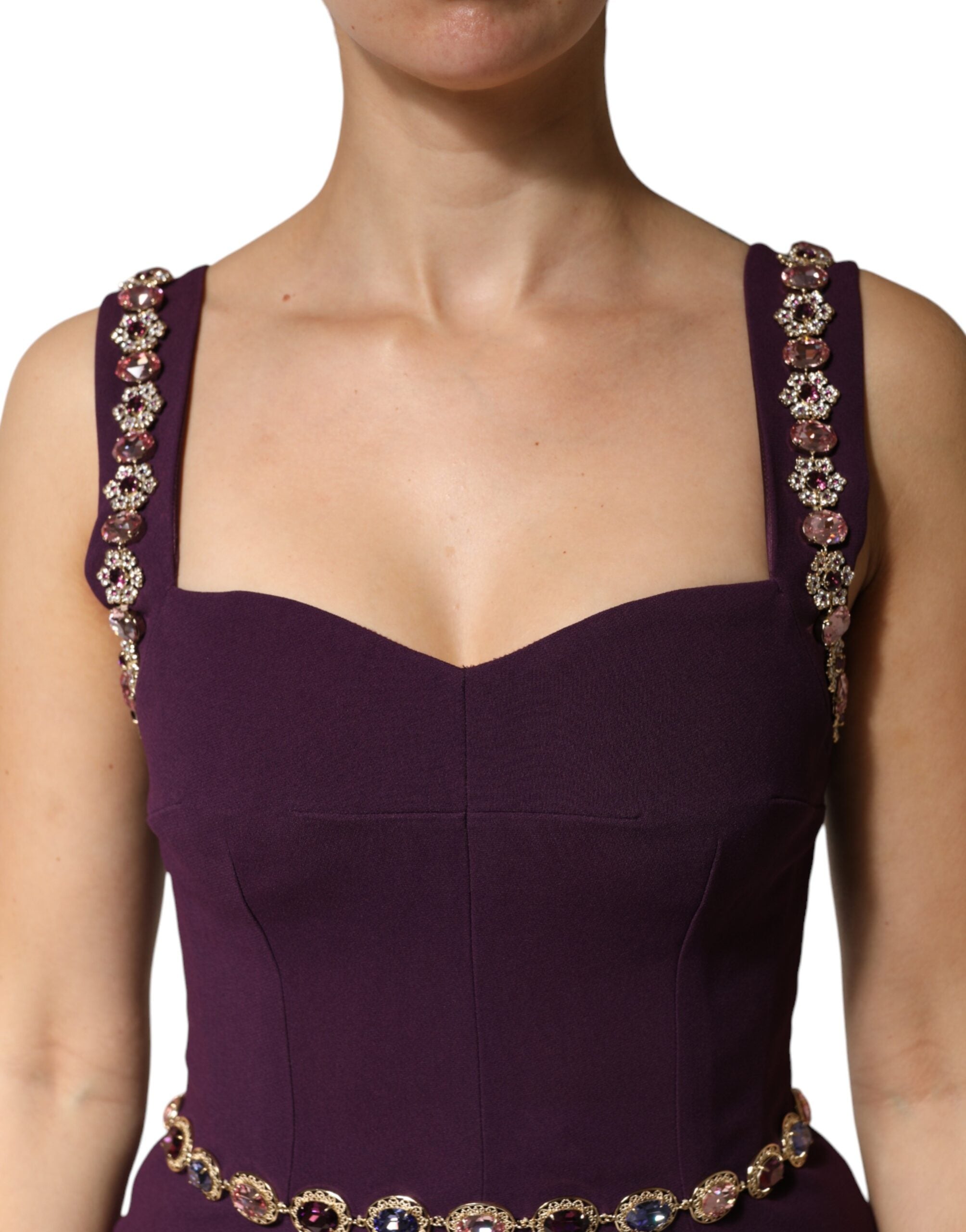 Dolce & Gabbana Violet Embellished Sheath Mermaid Gown Dress-5