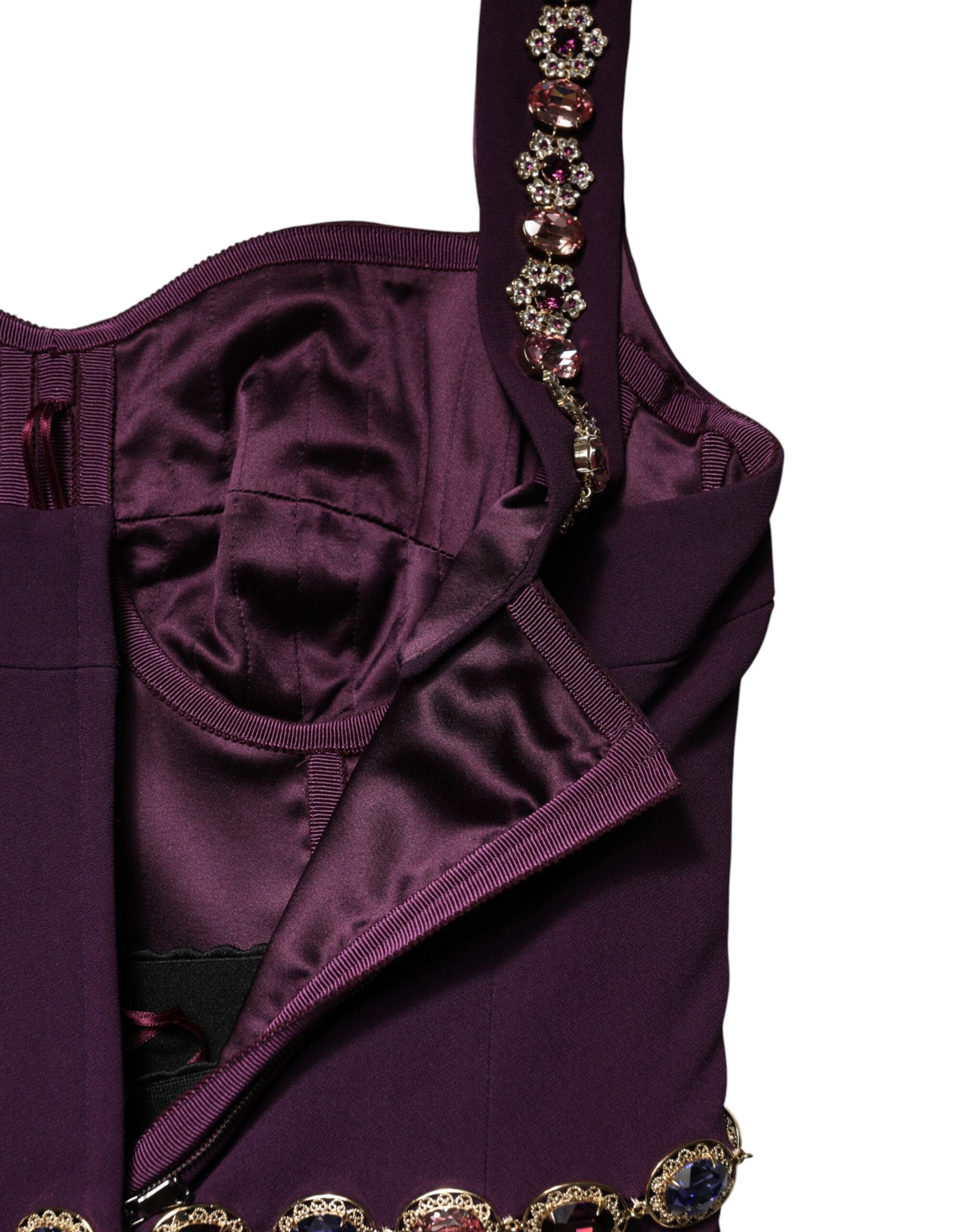 Dolce & Gabbana Violet Embellished Sheath Mermaid Gown Dress-8