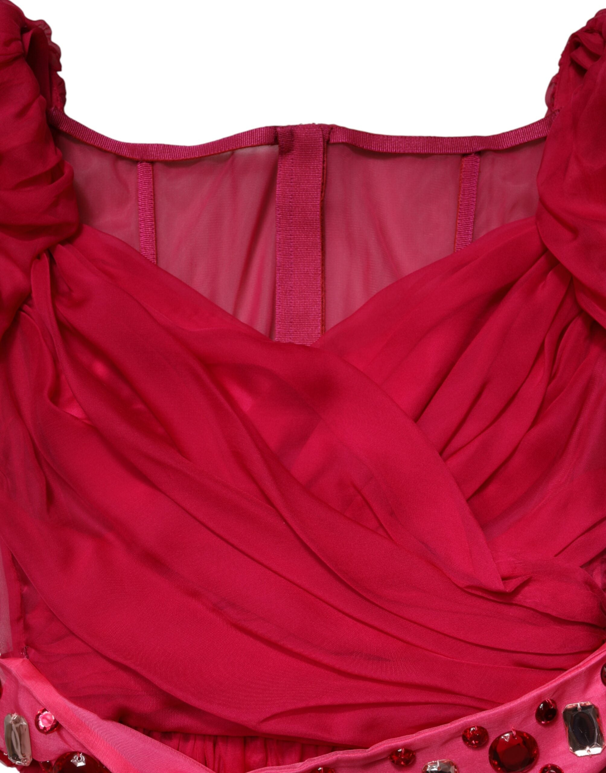 Dolce & Gabbana Rosa Seiden-Midikleid in A-Linie mit Verzierungen-7