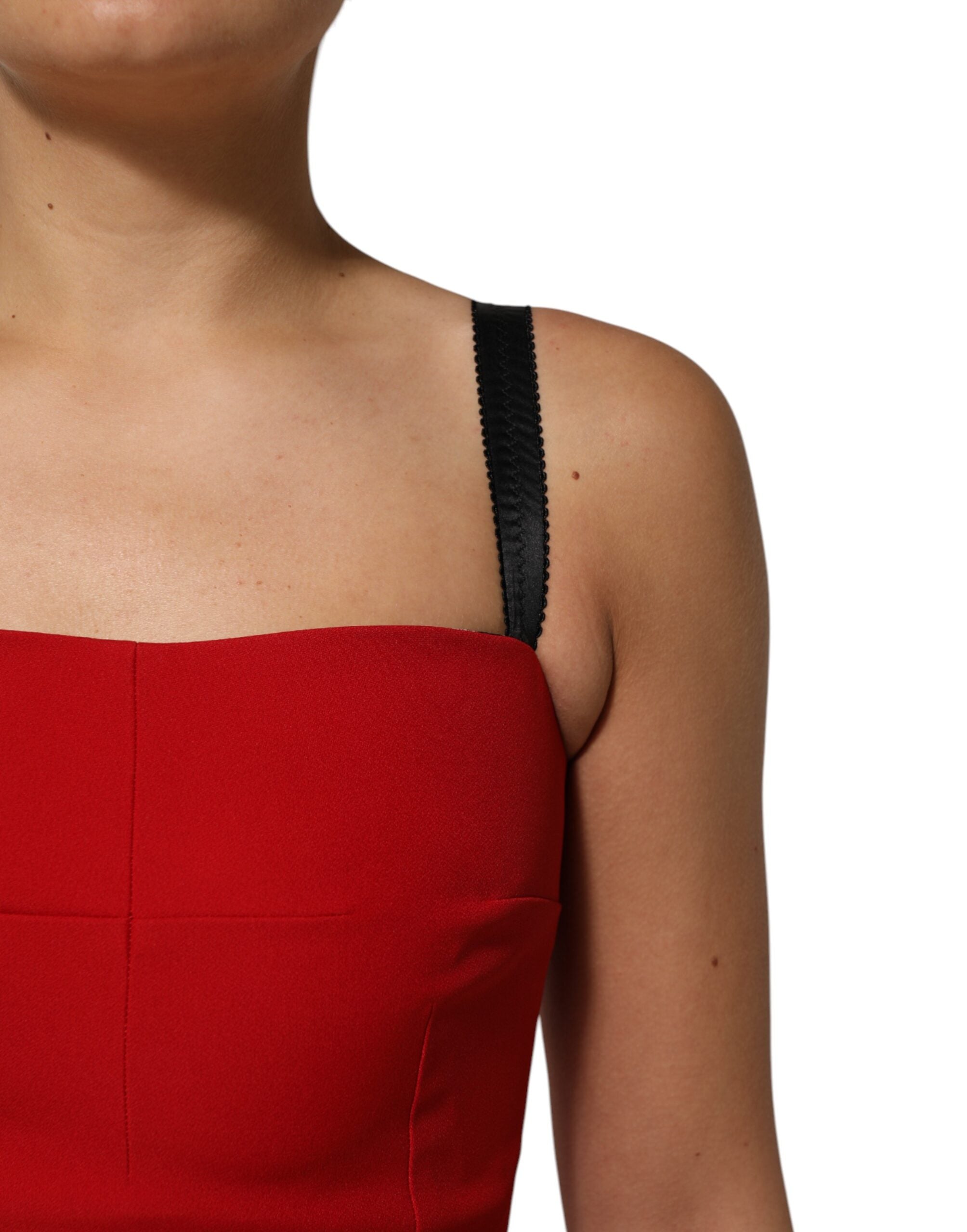 Dolce & Gabbana Red Stretch Bodycon Sheath Dress Knee-Length-5
