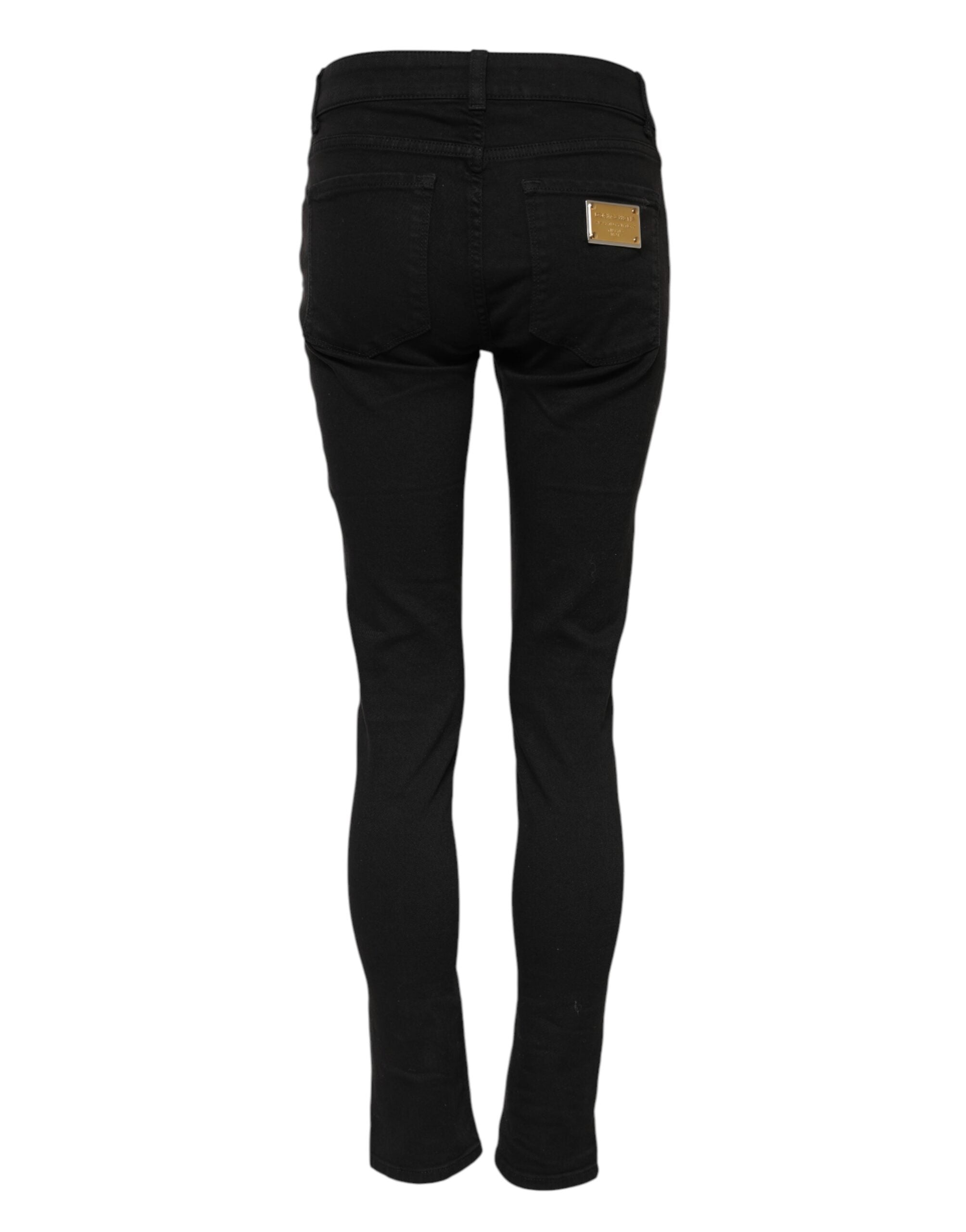 Dolce & Gabbana Black Cotton Skinny Fit Jeans for Everyday Wear-3
