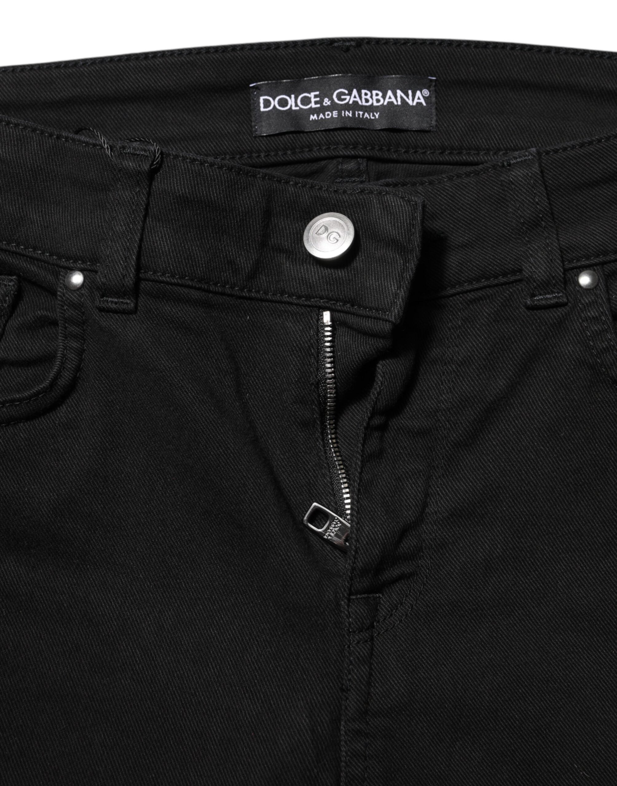 Dolce & Gabbana Black Cotton Skinny Fit Jeans for Everyday Wear-4