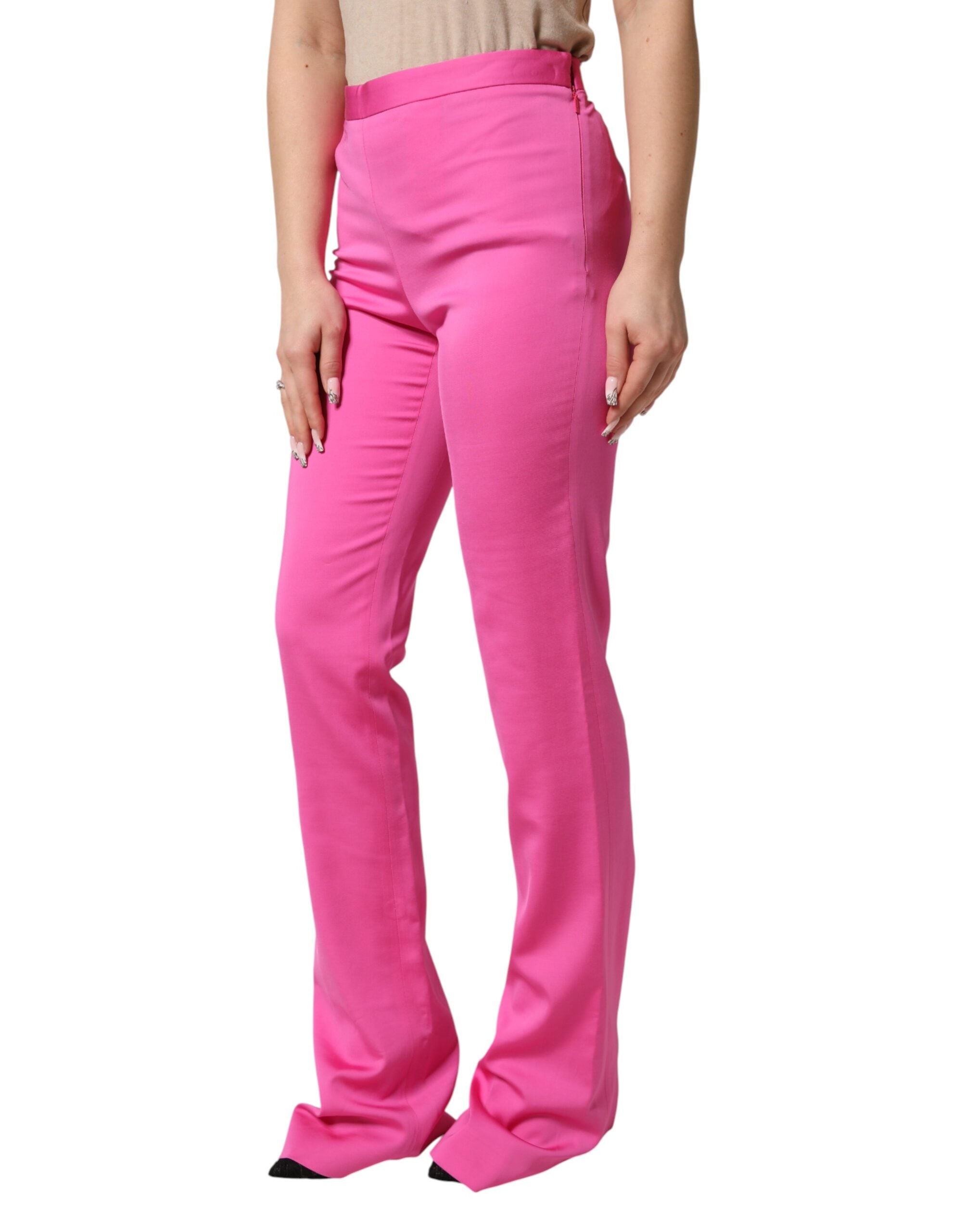 Versace Pink Viscose High Waist Straight Casual Trouser Pants-3