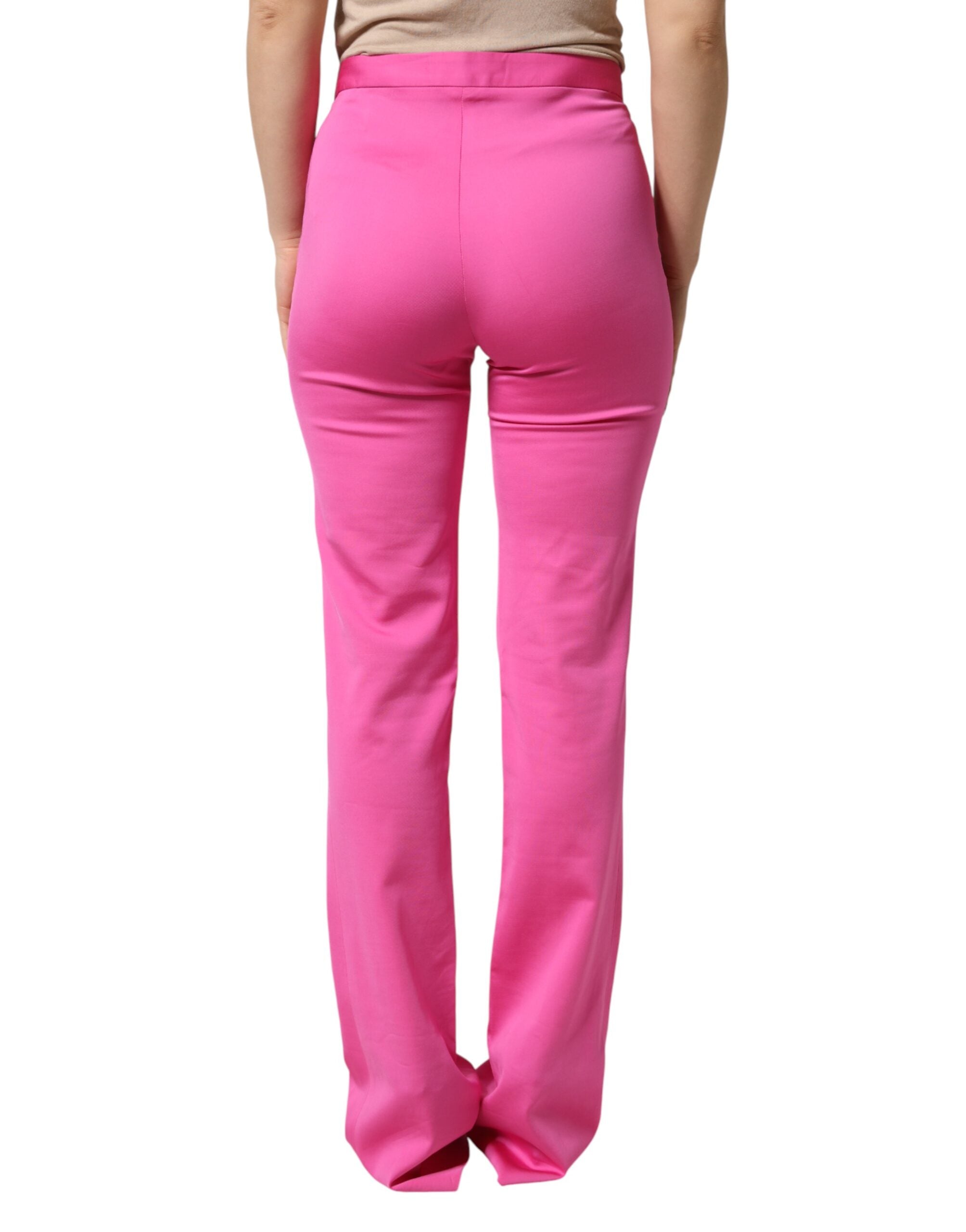 Versace Pink Viscose High Waist Straight Casual Trouser Pants-4