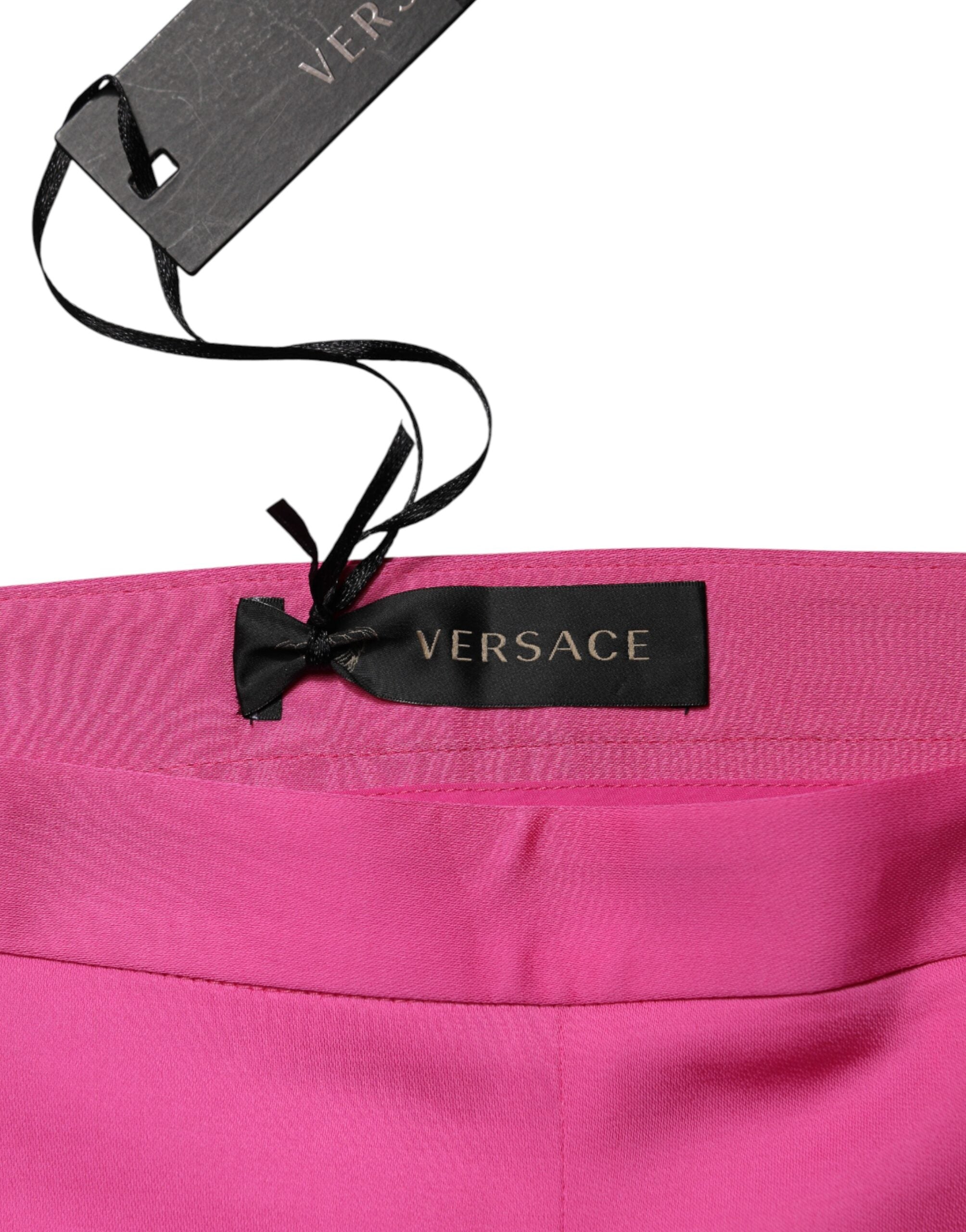 Versace Pink Viscose High Waist Straight Casual Trouser Pants-5