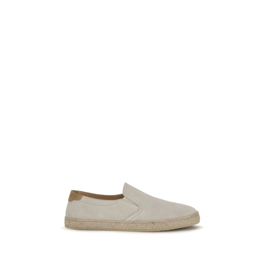 Brunello Cucinelli Graue Low-Top-Sneaker aus Kalbsleder Bos Taurus