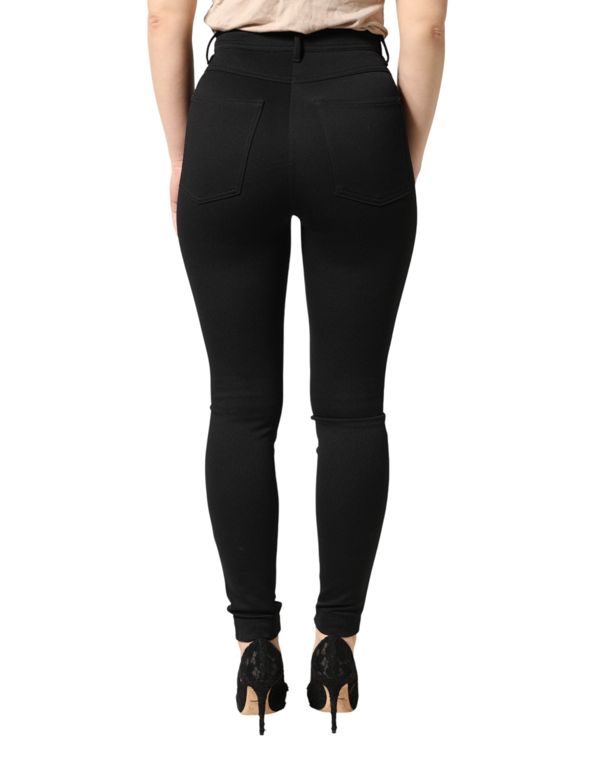 Dolce & Gabbana Black Skinny High-Waisted Trousers in Stretch Nylon-4