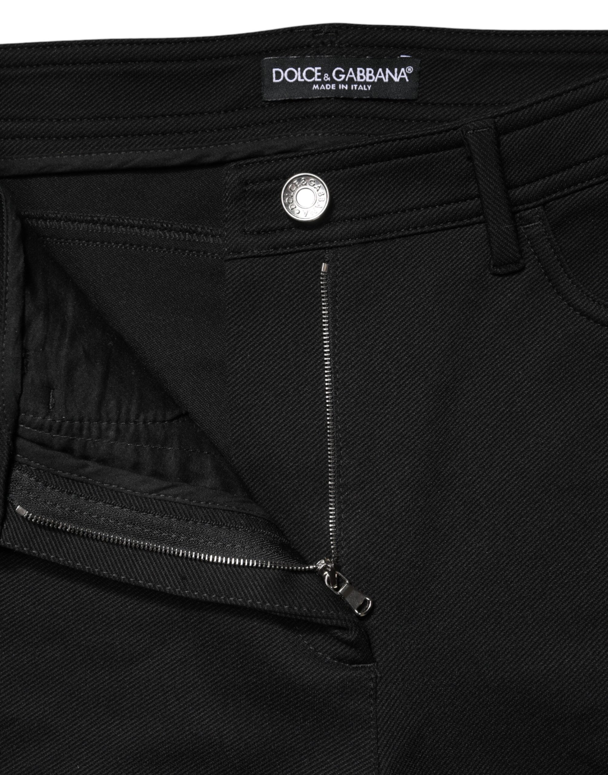 Dolce & Gabbana Black Skinny High-Waisted Trousers in Stretch Nylon-5