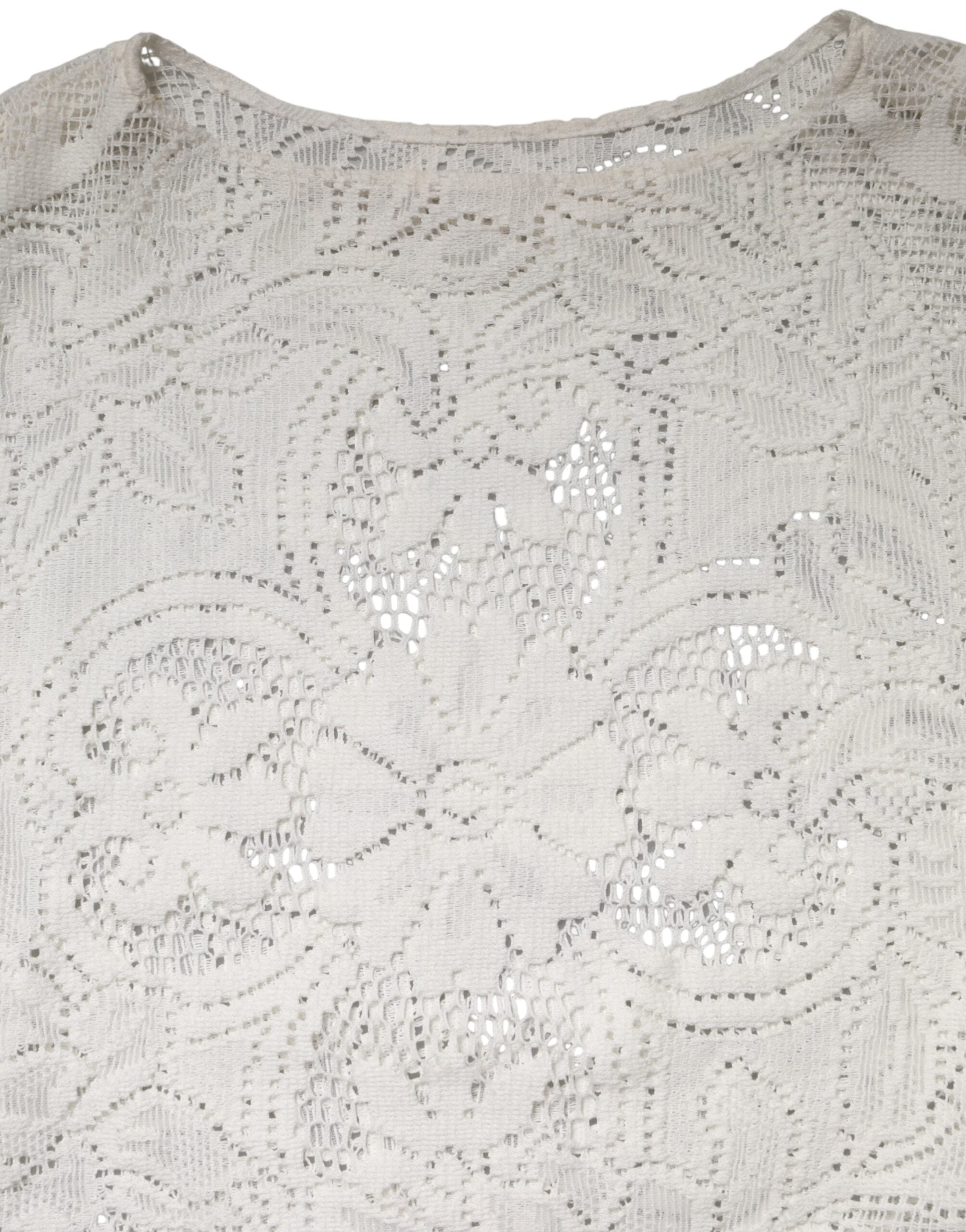 Dolce & Gabbana Weiße Bluse aus Baumwolle mit Stickerei und Spitze-7