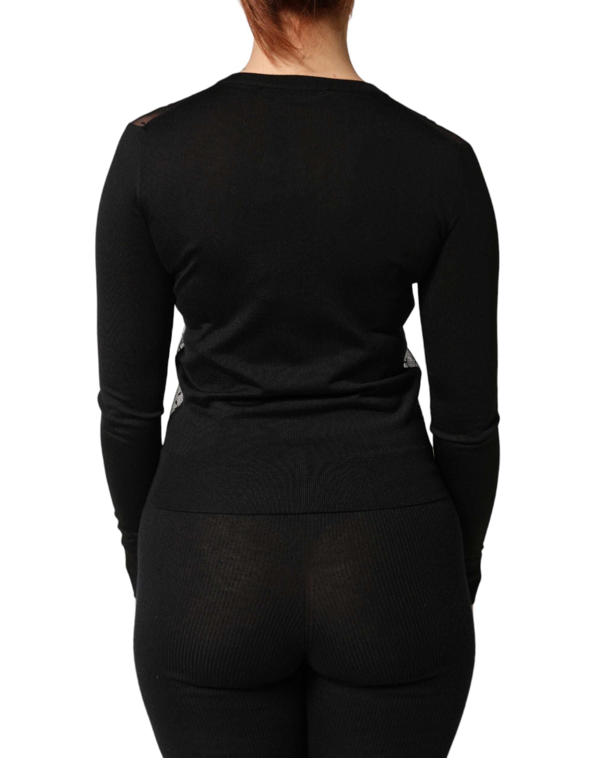 Dolce & Gabbana Black Transparent Button-Front Cardigan Sweater-4