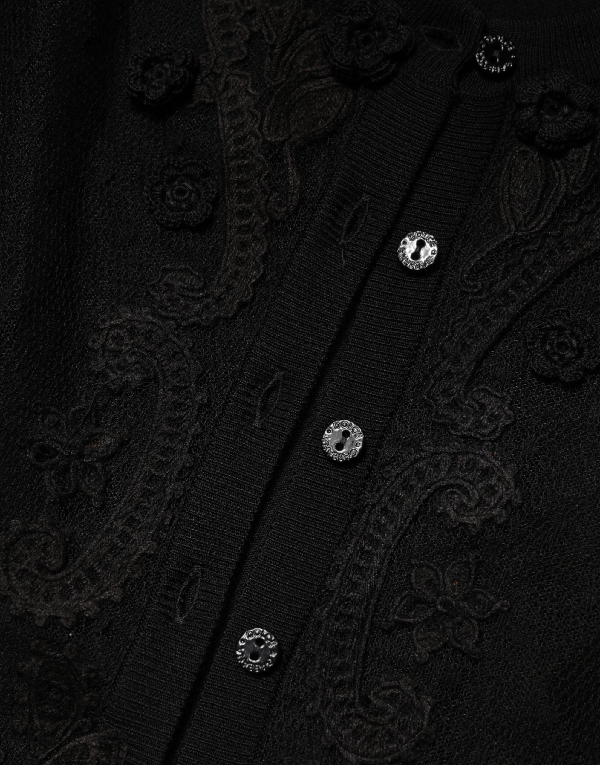 Dolce & Gabbana Black Transparent Button-Front Cardigan Sweater-8