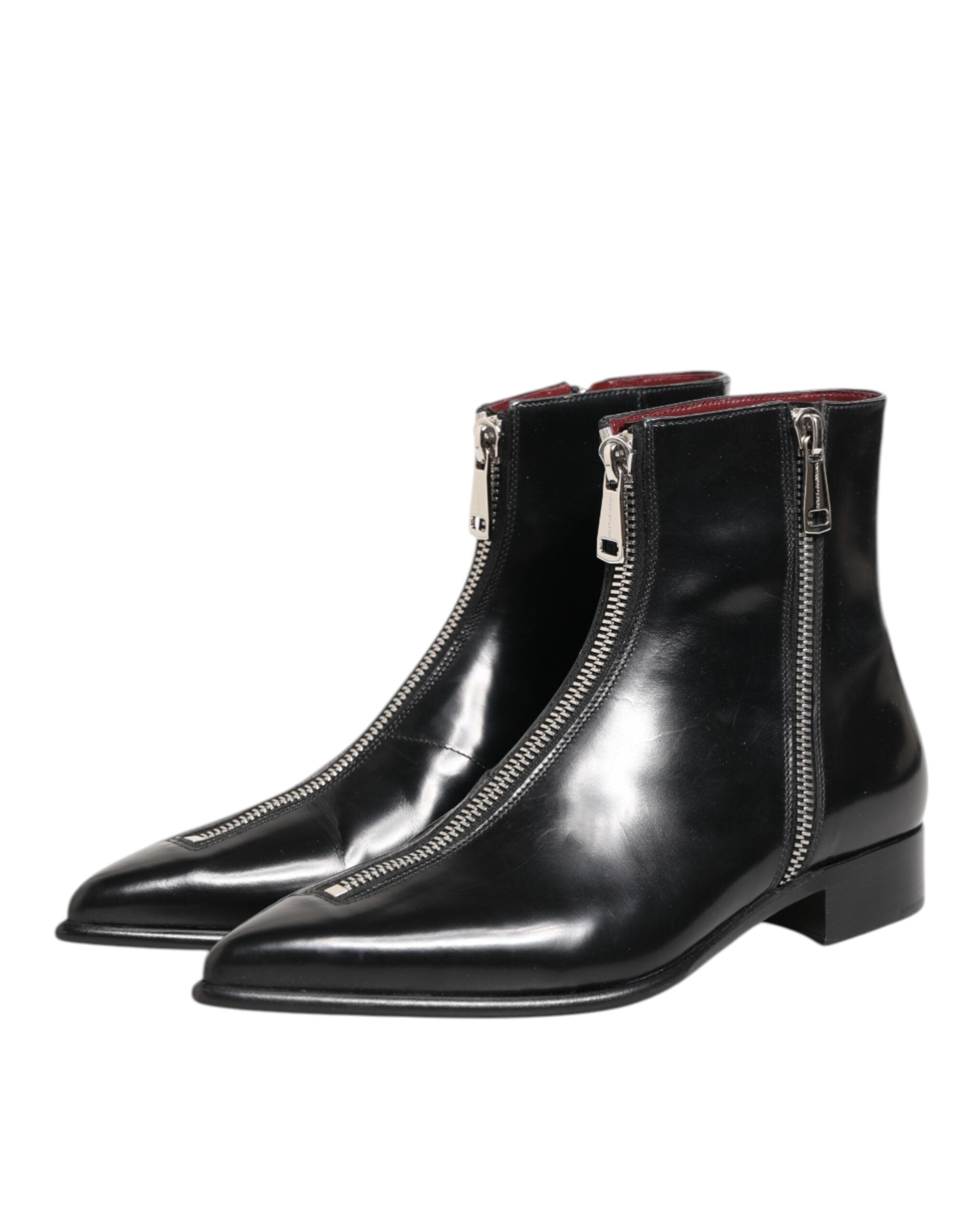 Dolce & Gabbana Schwarze Leder Chelsea Stiefeletten-5