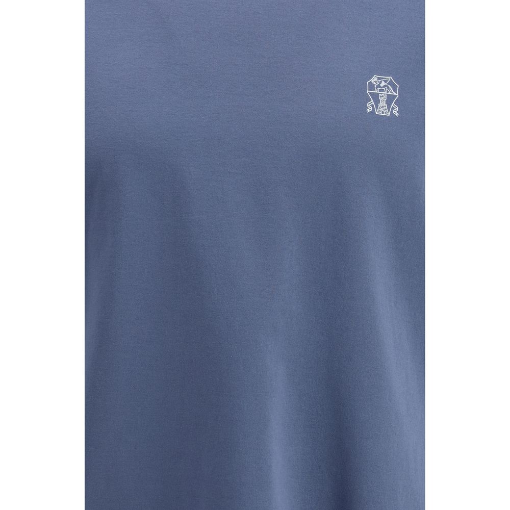 Brunello Cucinelli Blaues Baumwoll-T-Shirt-3