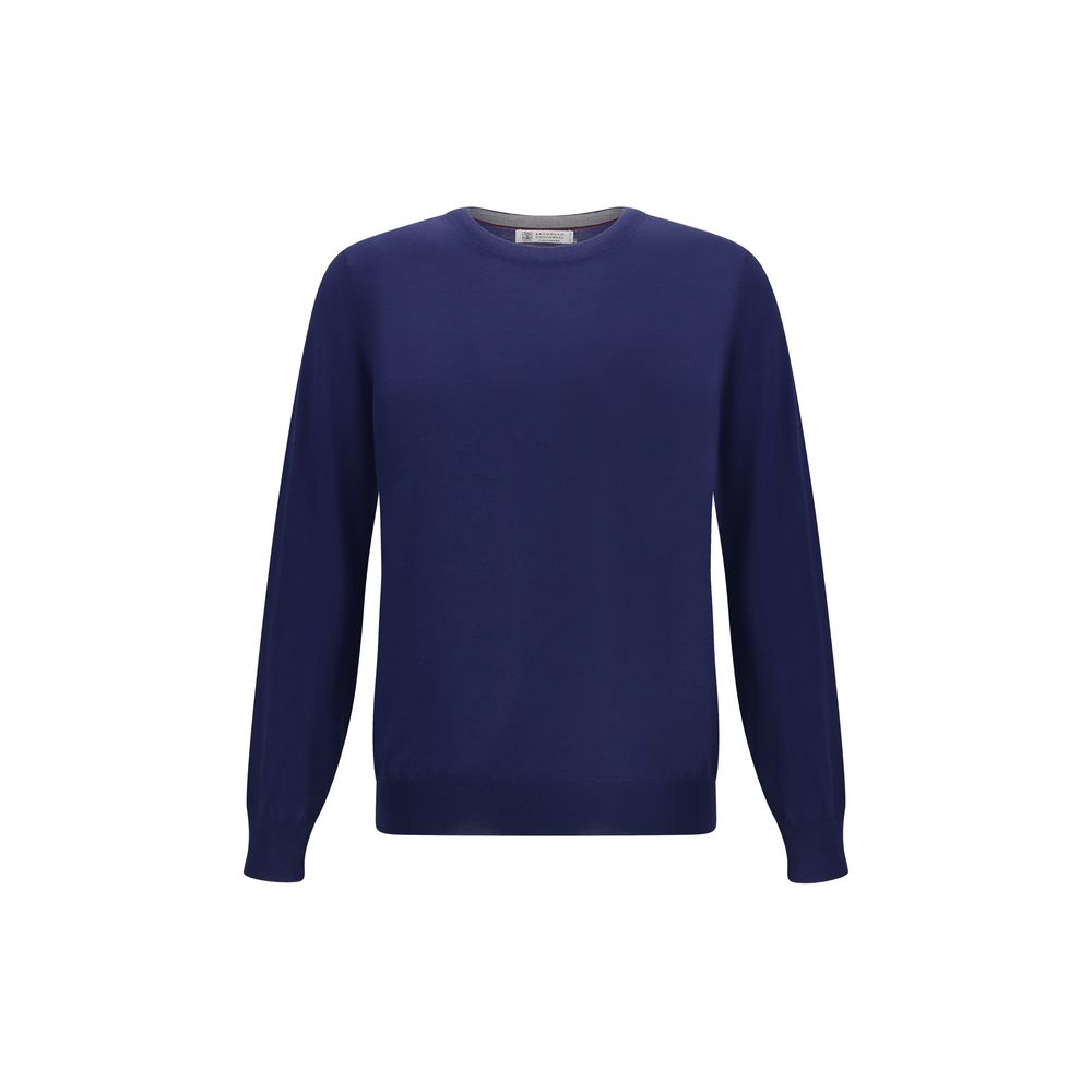 Brunello Cucinelli Blauer Sweatshirt aus Fleece-Wolle-1