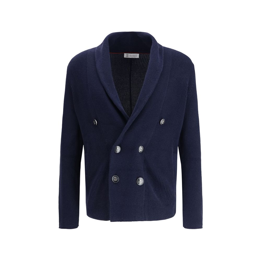 Brunello Cucinelli Blue Cotton Cardigan-1
