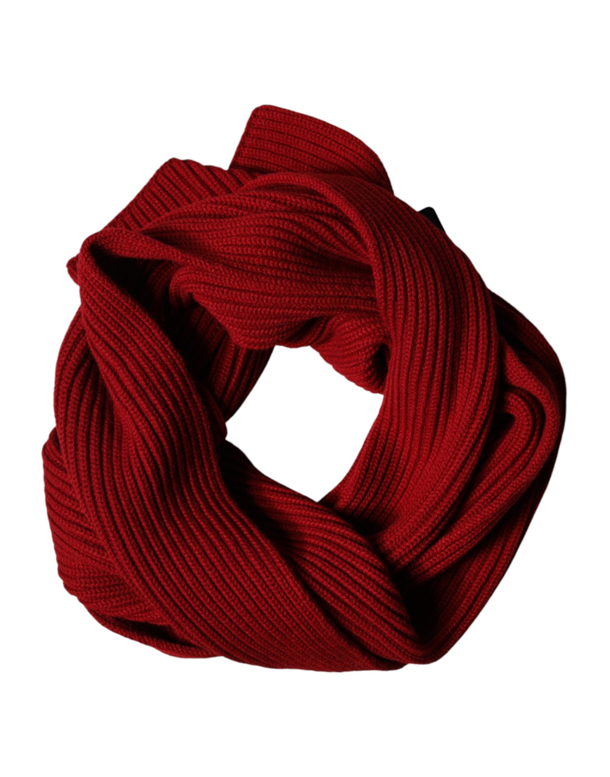 Dolce & Gabbana Red Wool Scarf Knitted Neck Warmer Scarf Men-3