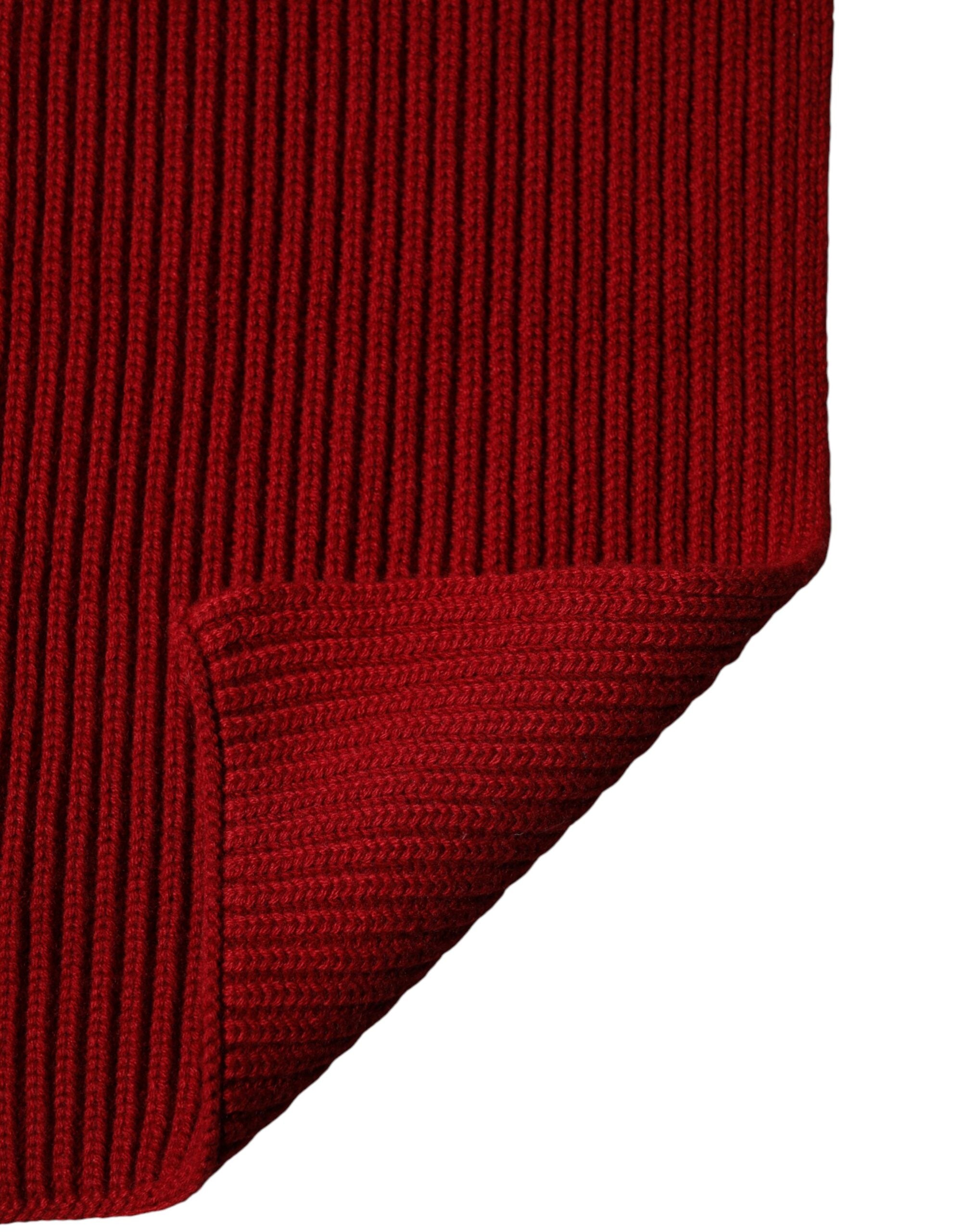Dolce & Gabbana Red Wool Scarf Knitted Neck Warmer Scarf Men-4