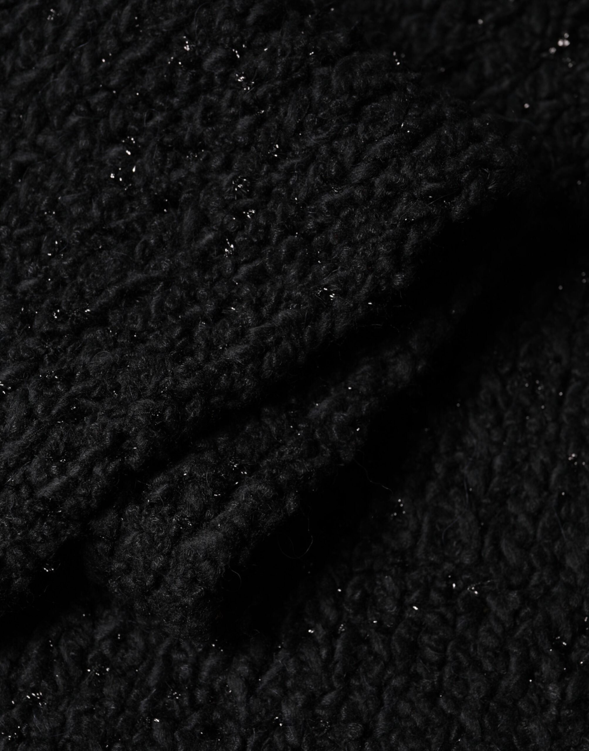 Dolce & Gabbana Black Wool Scarf with Fringes-3