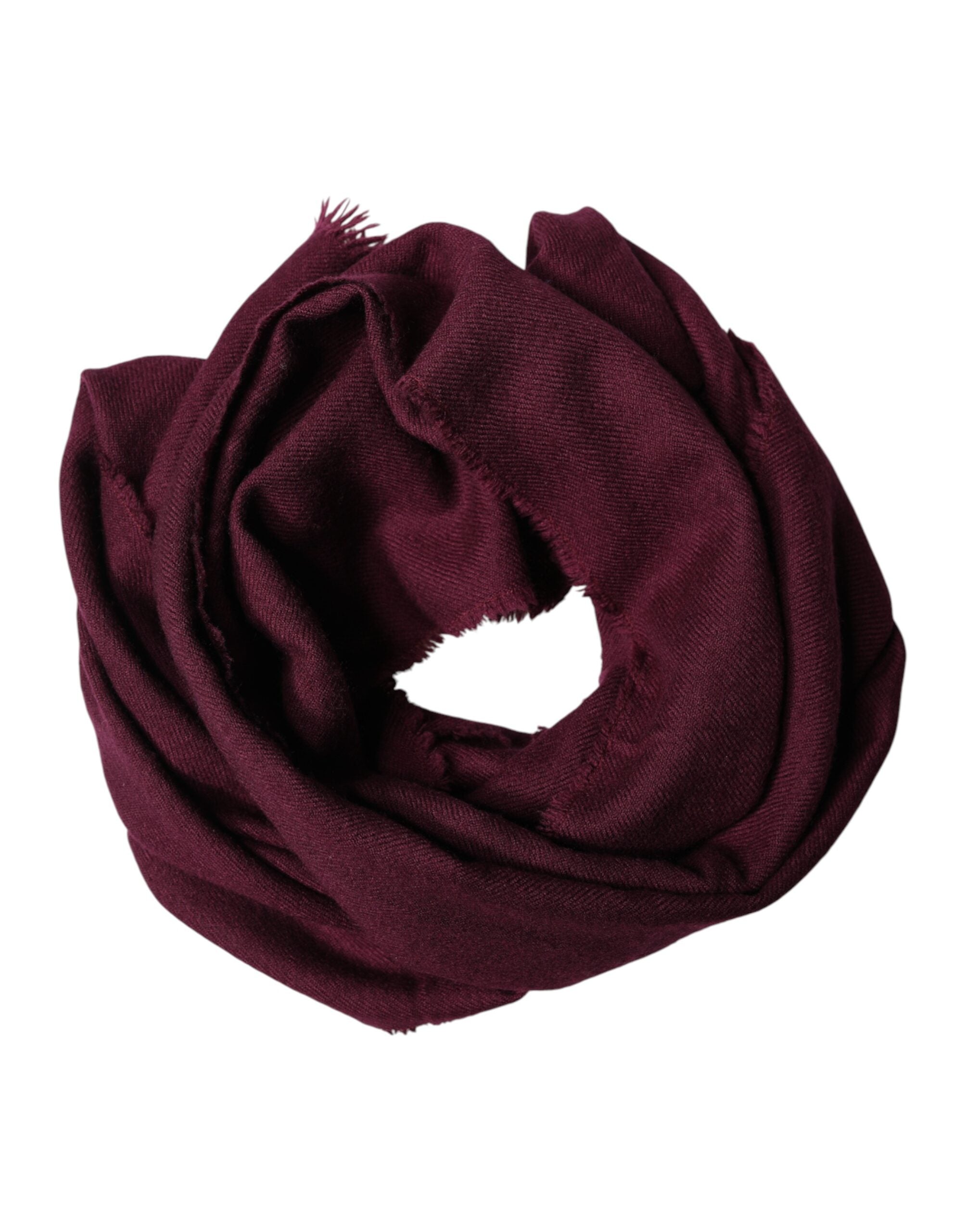 Dolce & Gabbana Maroon Cashmere Fringed Neck Wrap Shawl Scarf-2