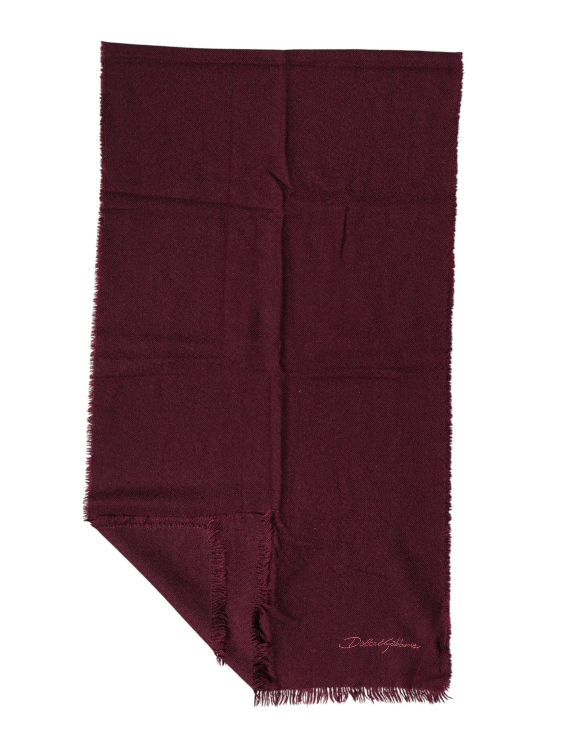Dolce & Gabbana Maroon Cashmere Fringed Neck Wrap Shawl Scarf-5