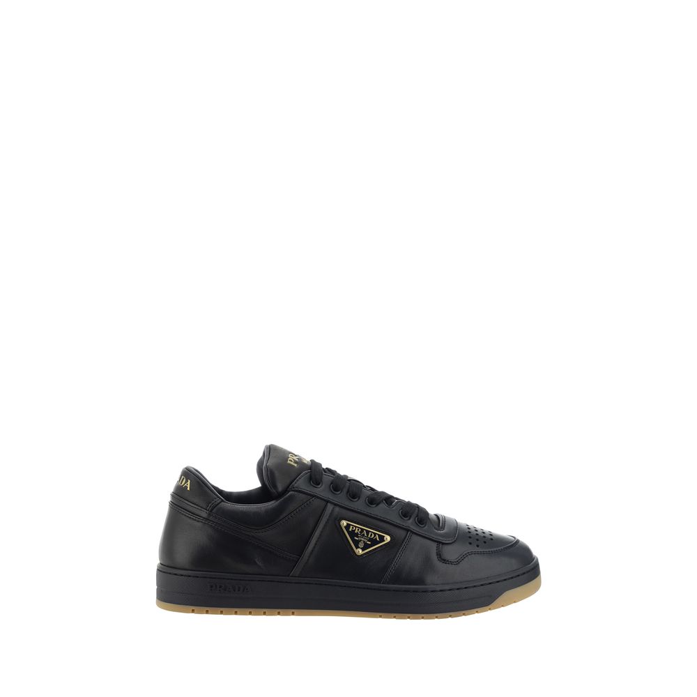 Prada Schwarze Low-Top-Sneaker aus Kalbsleder Bos Taurus-1