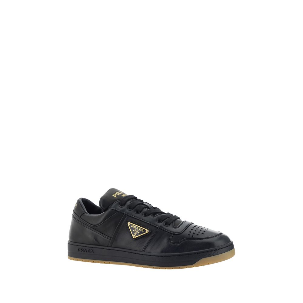 Prada Schwarze Low-Top-Sneaker aus Kalbsleder Bos Taurus-2