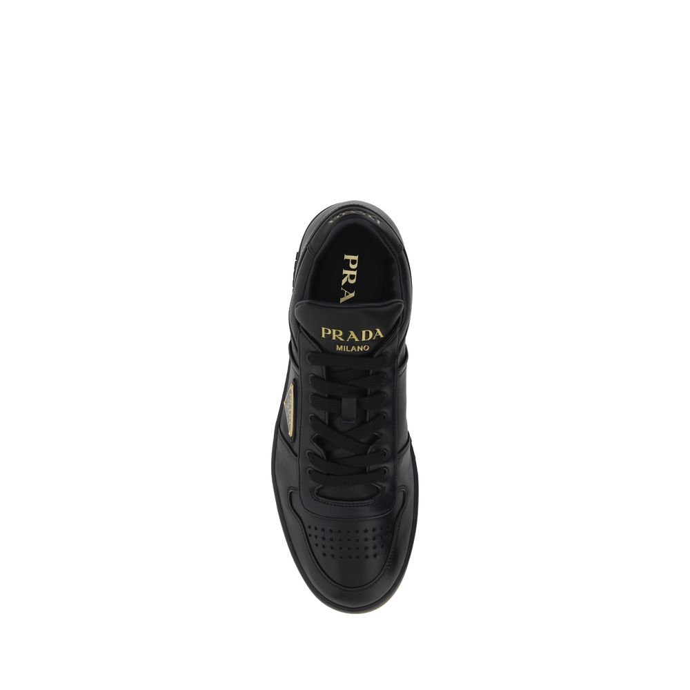 Prada Schwarze Low-Top-Sneaker aus Kalbsleder Bos Taurus-4
