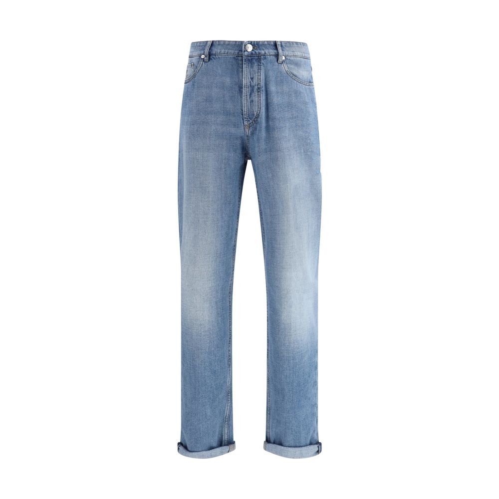 Brunello Cucinelli blue cotton jeans in a straight cut