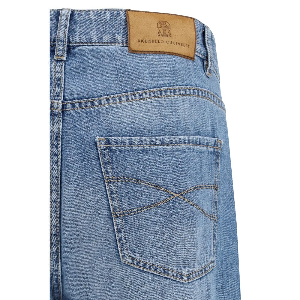Brunello Cucinelli blue cotton jeans in a straight cut-3