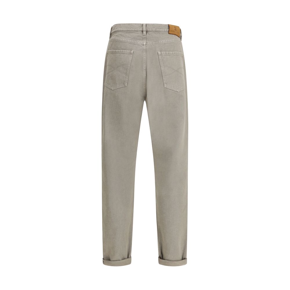 Brunello Cucinelli Zweifarbige Baumwoll-Jeans im geraden Schnitt-2