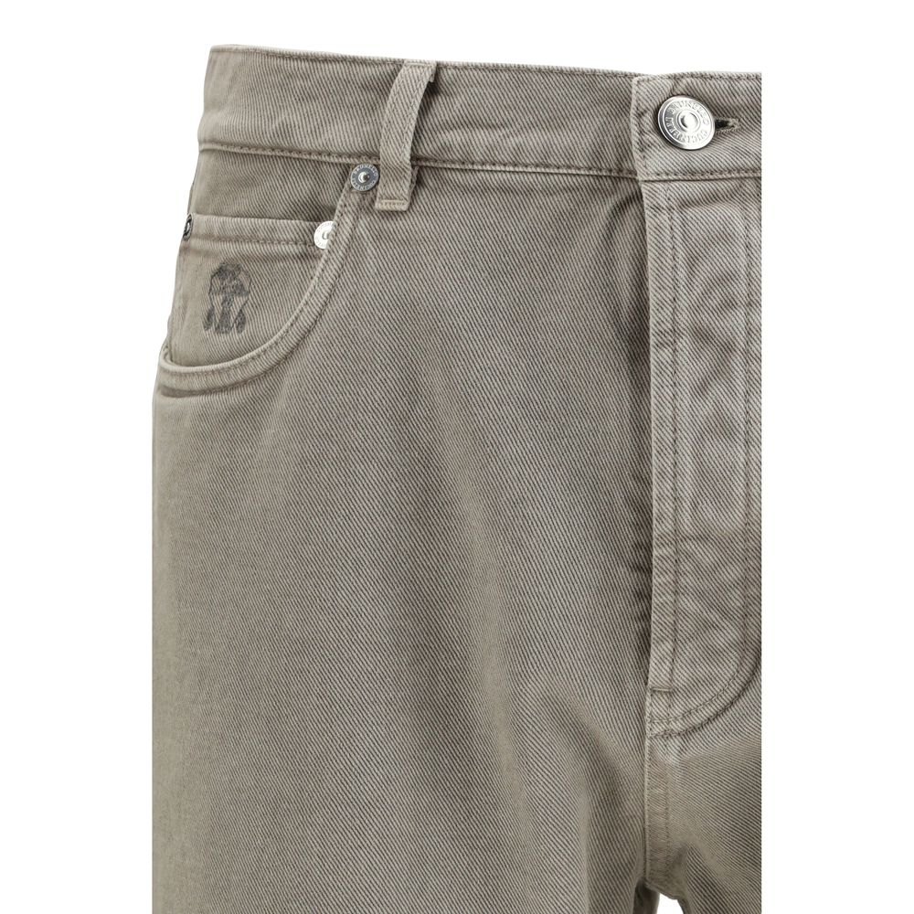Brunello Cucinelli Zweifarbige Baumwoll-Jeans im geraden Schnitt-3