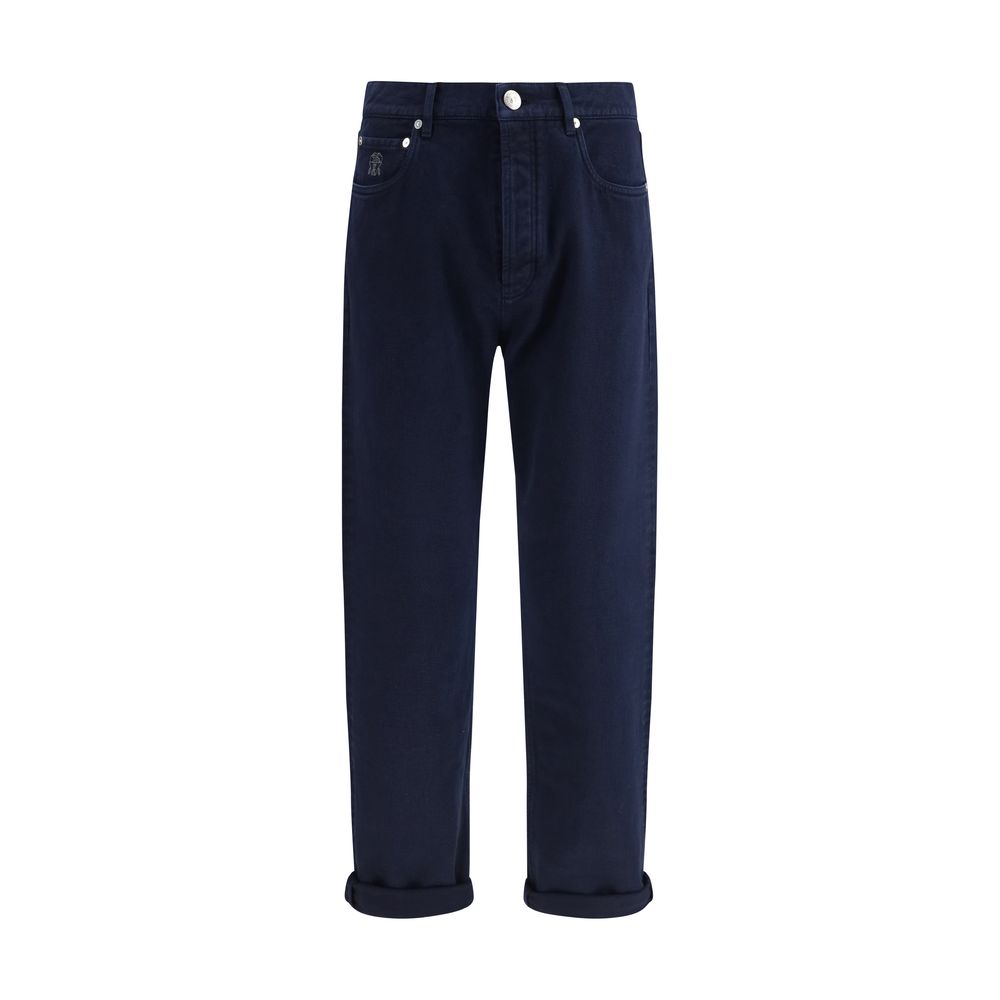 Brunello Cucinelli blue cotton jeans in a straight cut