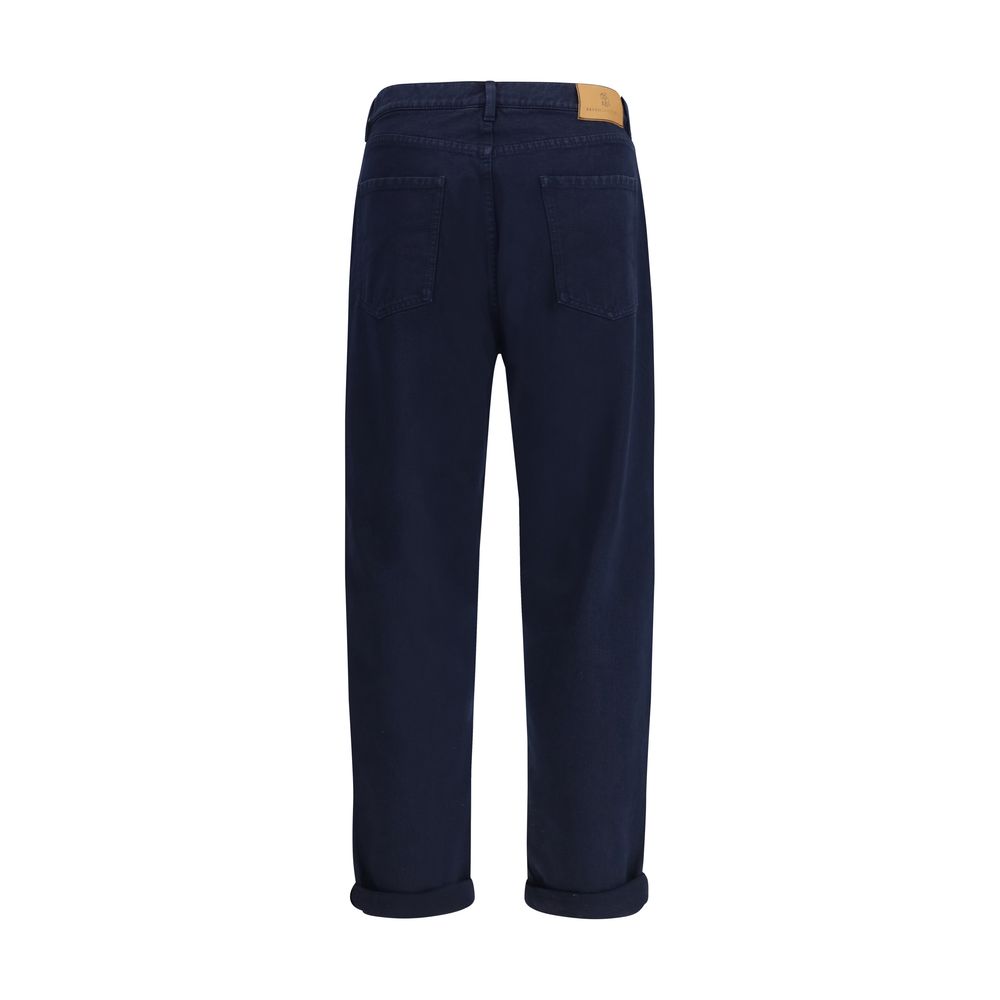 Brunello Cucinelli blue cotton jeans in a straight cut-2