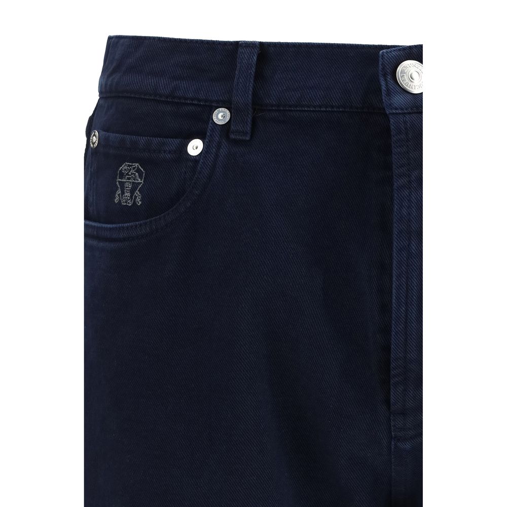 Brunello Cucinelli blue cotton jeans in a straight cut-3