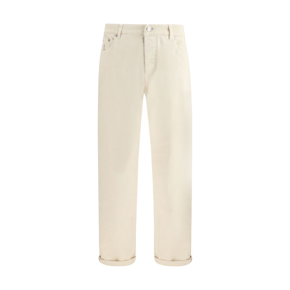 Brunello Cucinelli Weiße High-Waist-Jeans aus Baumwolle-1