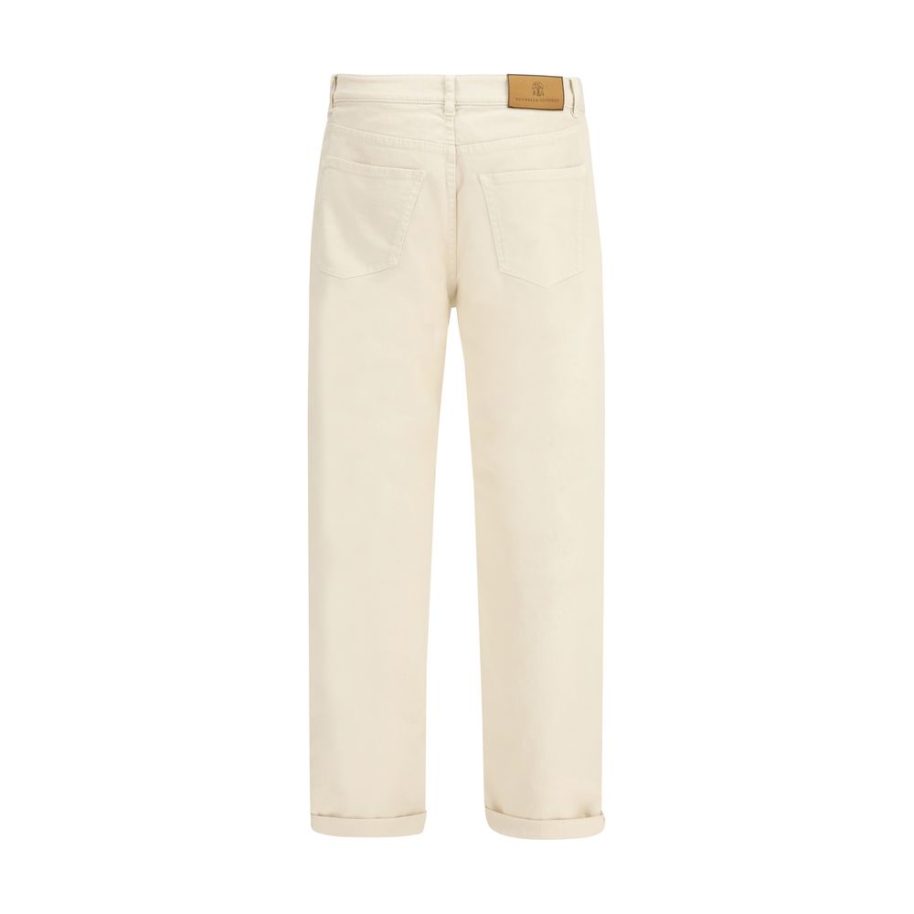 Brunello Cucinelli Weiße High-Waist-Jeans aus Baumwolle-2