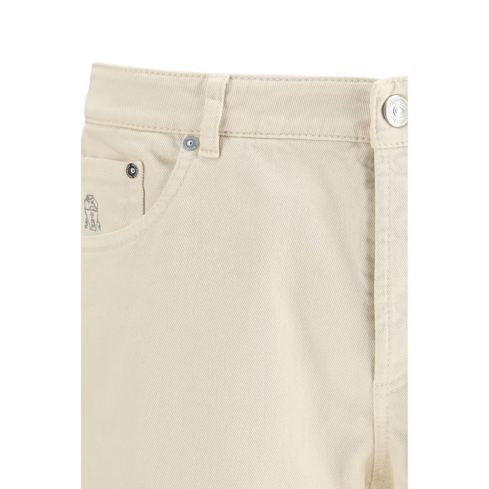 Brunello Cucinelli Weiße High-Waist-Jeans aus Baumwolle-3