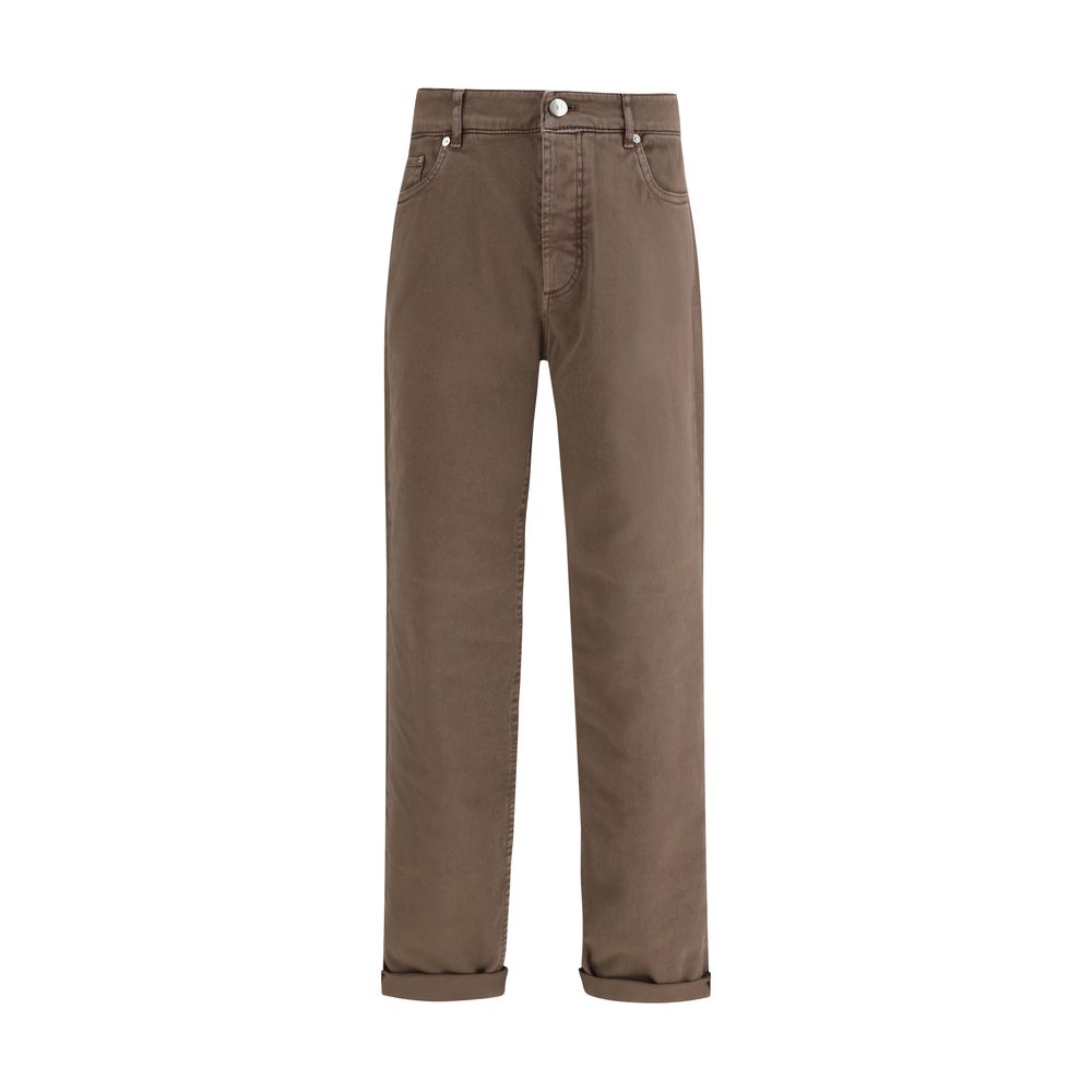 Brunello Cucinelli Brown Cotton Jeans in a Relaxed Fit