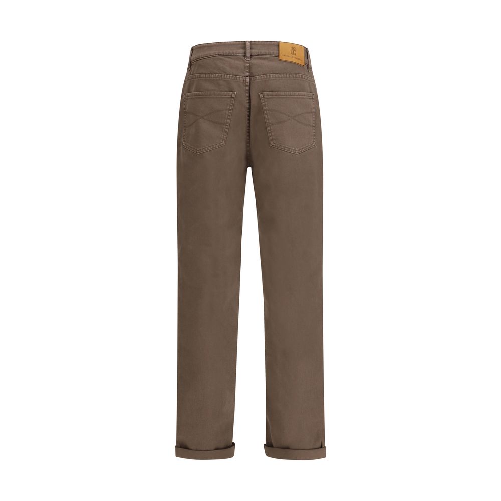 Brunello Cucinelli Brown Cotton Jeans in a Relaxed Fit-2