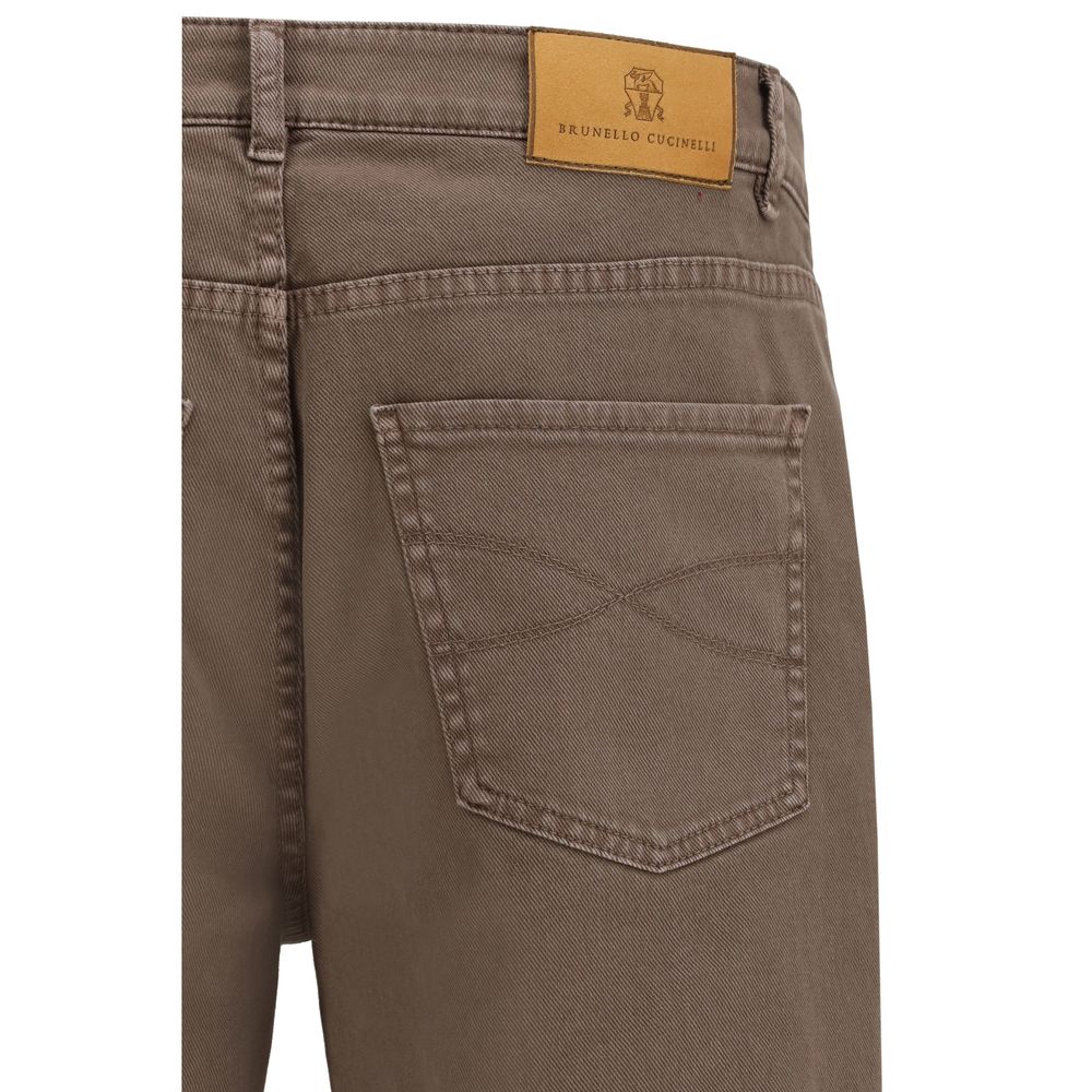 Brunello Cucinelli Brown Cotton Jeans in a Relaxed Fit-3